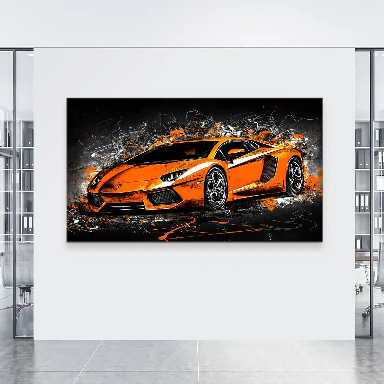 Lambo Aventador Abstrakt Orange Leinwand Bild INGALERIE