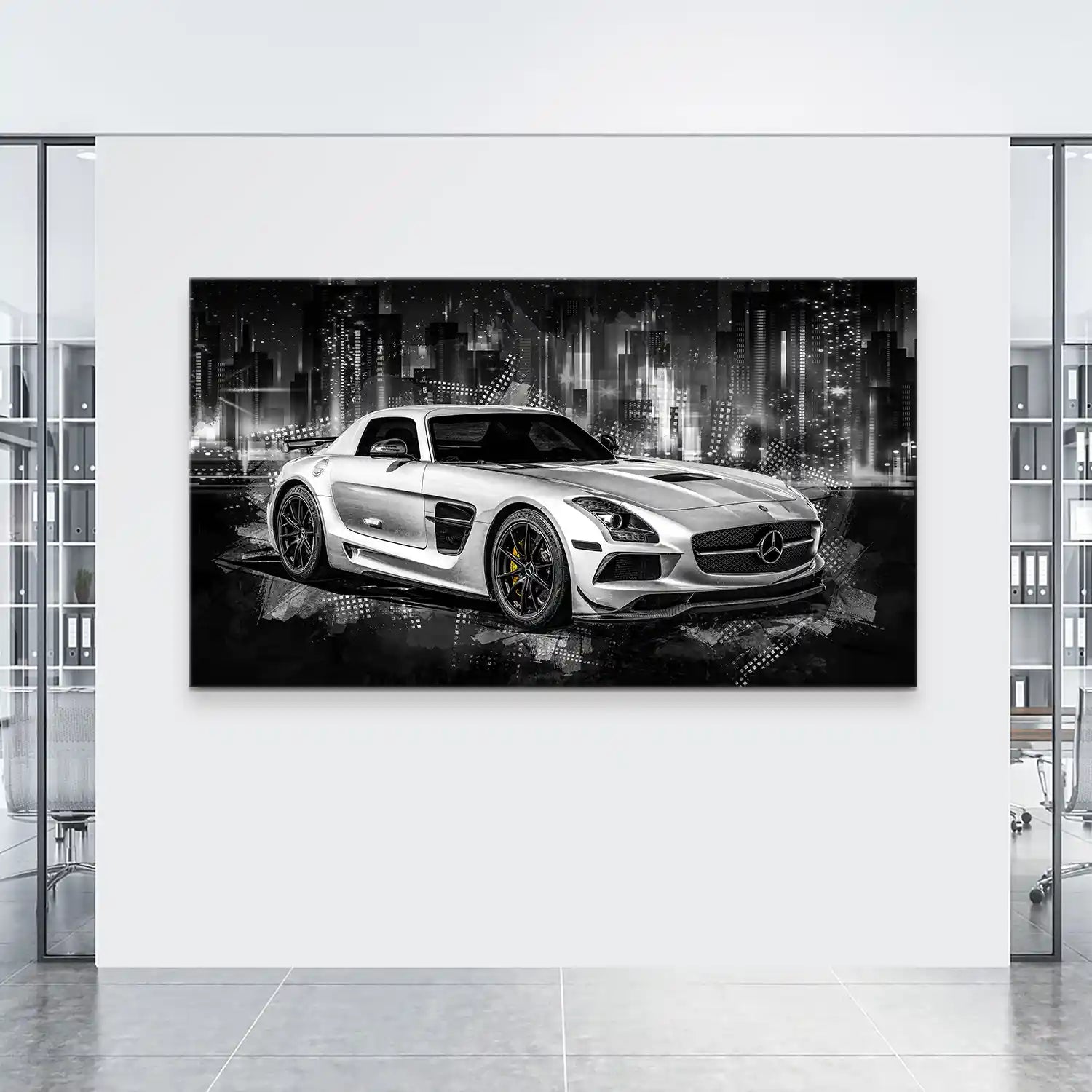 Mercedes SLS City Style Leinwand Bild INGALERIE