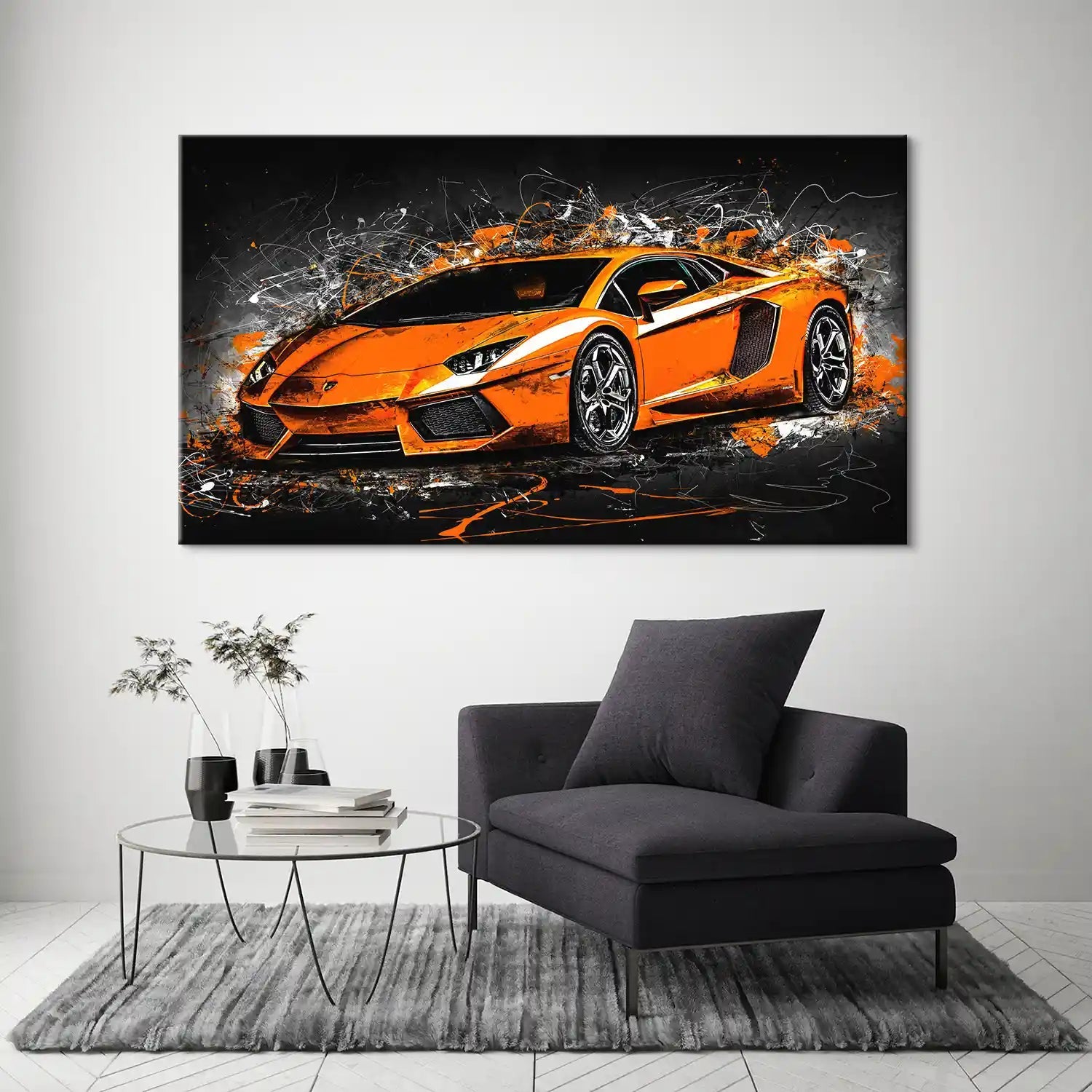 Lambo Aventador Abstrakt Orange Leinwand Bild INGALERIE