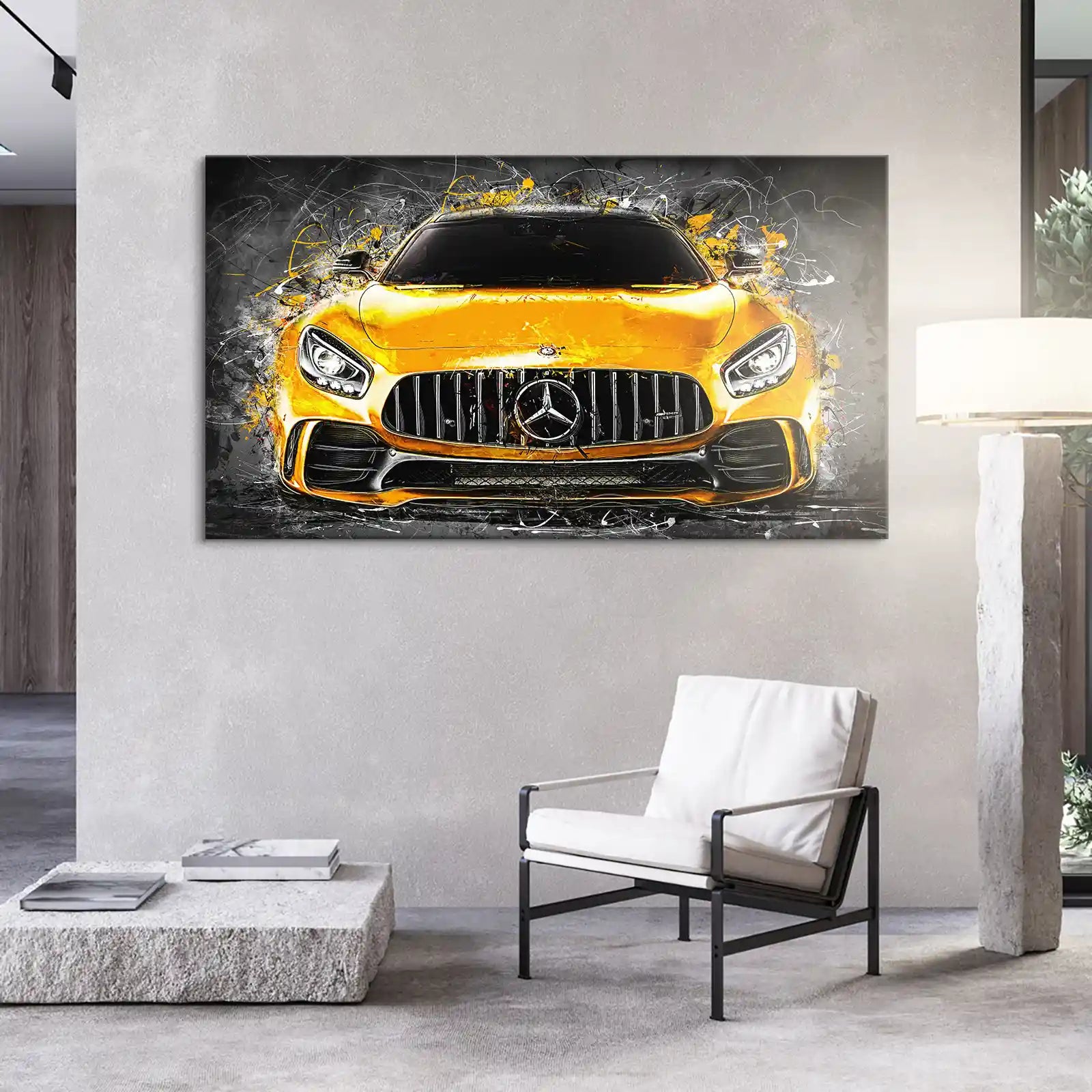 Mercedes AMG GT Yellow Style Style Leinwand Bild INGALERIE