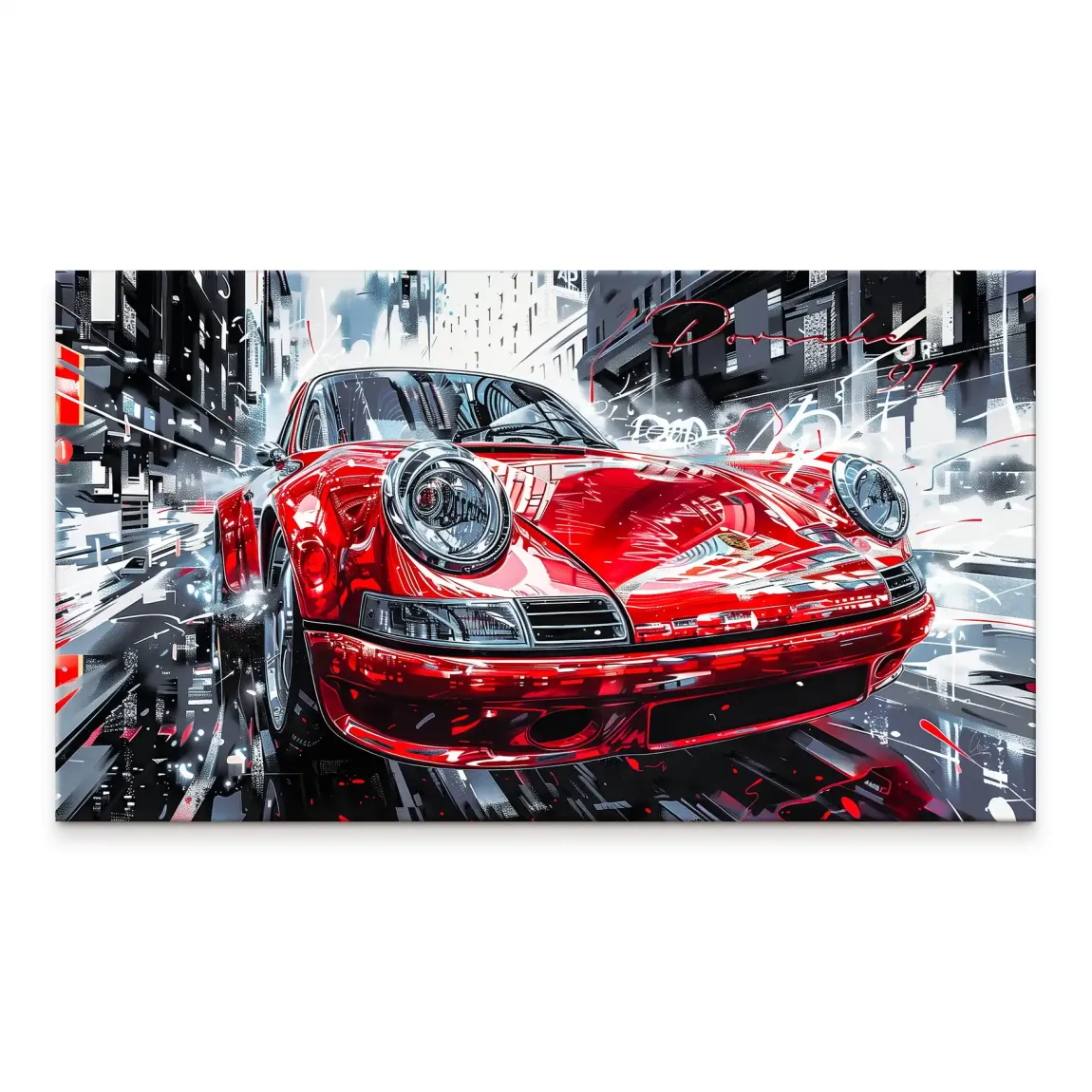 Porsche 911 Red City Leinwand Bild