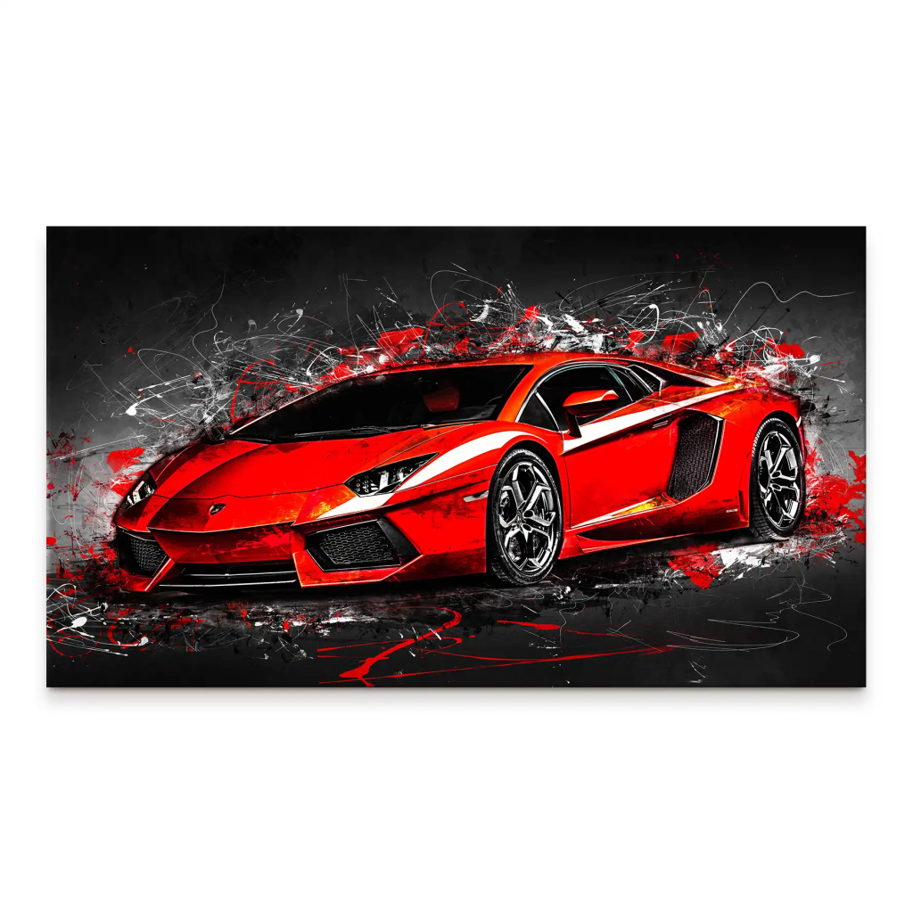 Lambo Aventador Abstrakt Rot Leinwand Bild INGALERIE