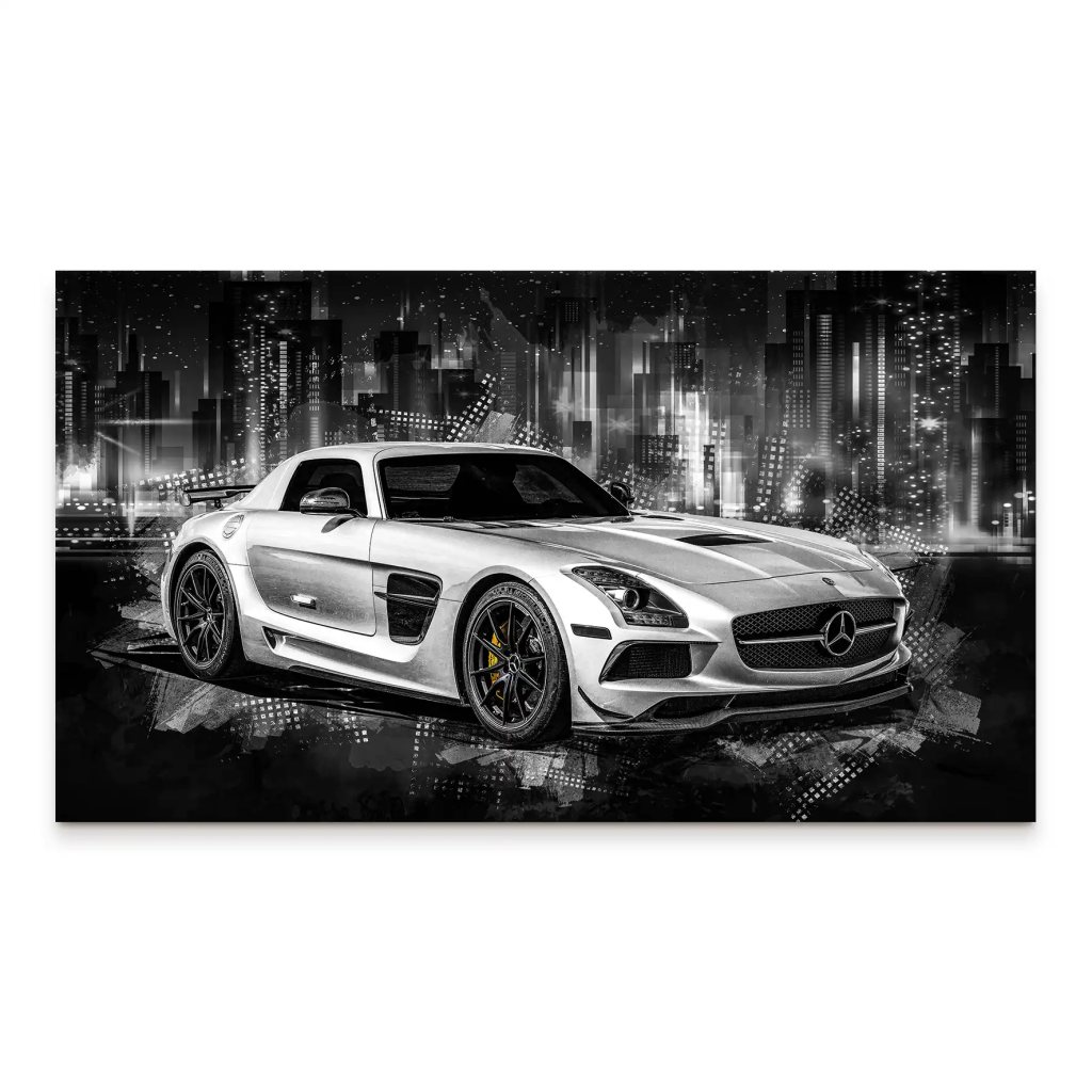 Mercedes SLS City Style Leinwand Bild INGALERIE