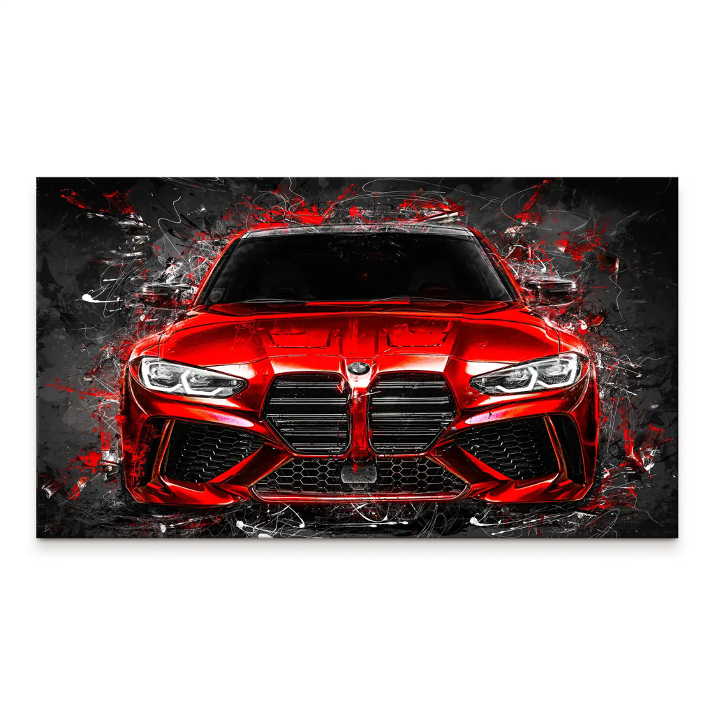 BMW M4 Abstrakt Red Style Leinwand Bild INGALERIE