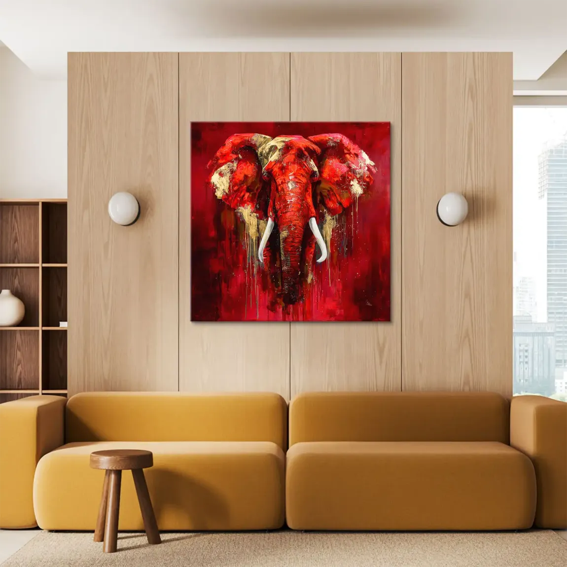 Roter Elefant Leinwand Bild