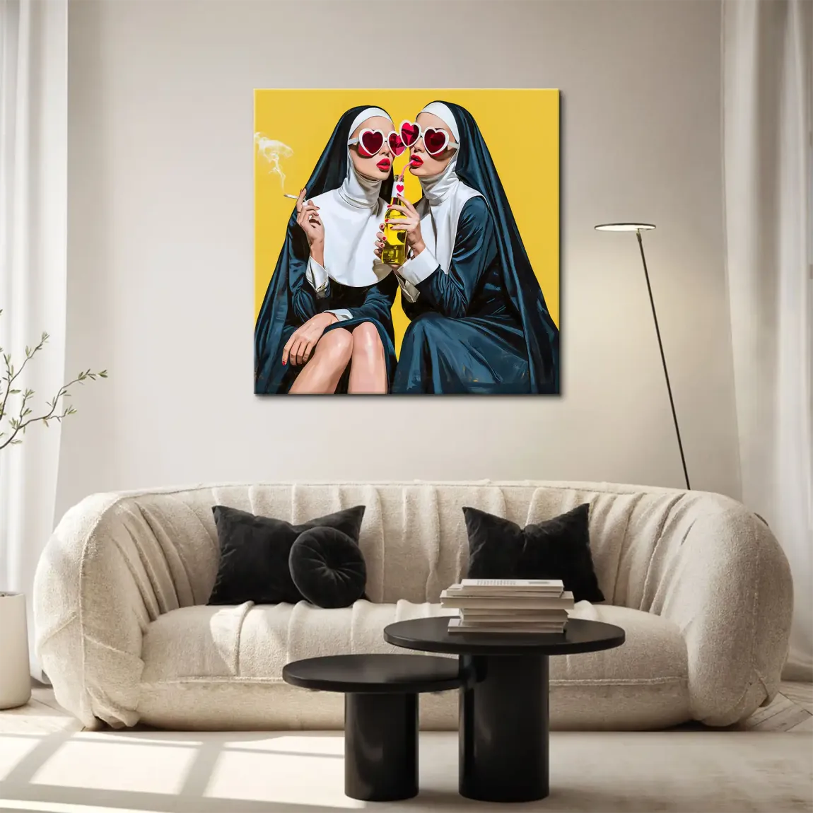 Nonnen Popart Leinwand Bild