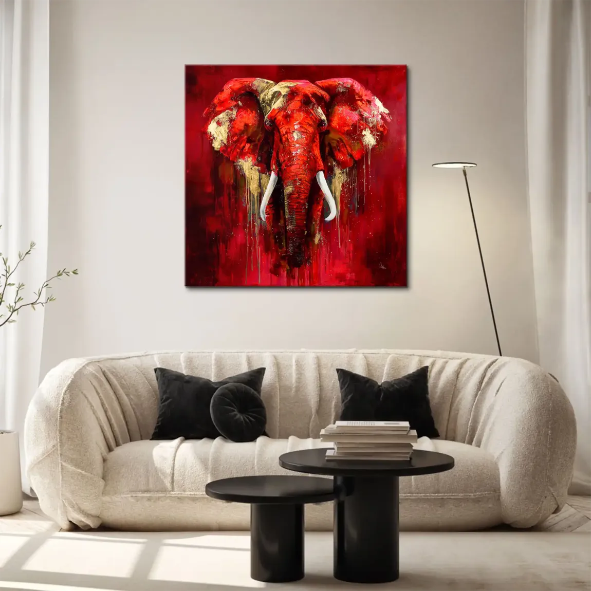 Roter Elefant Leinwand Bild