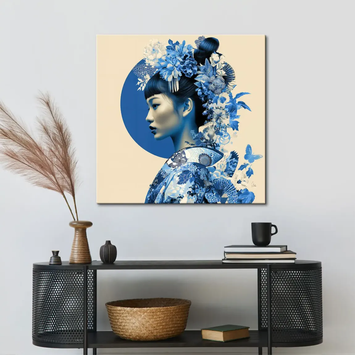 Blue Lotus Geisha Leinwand Bild