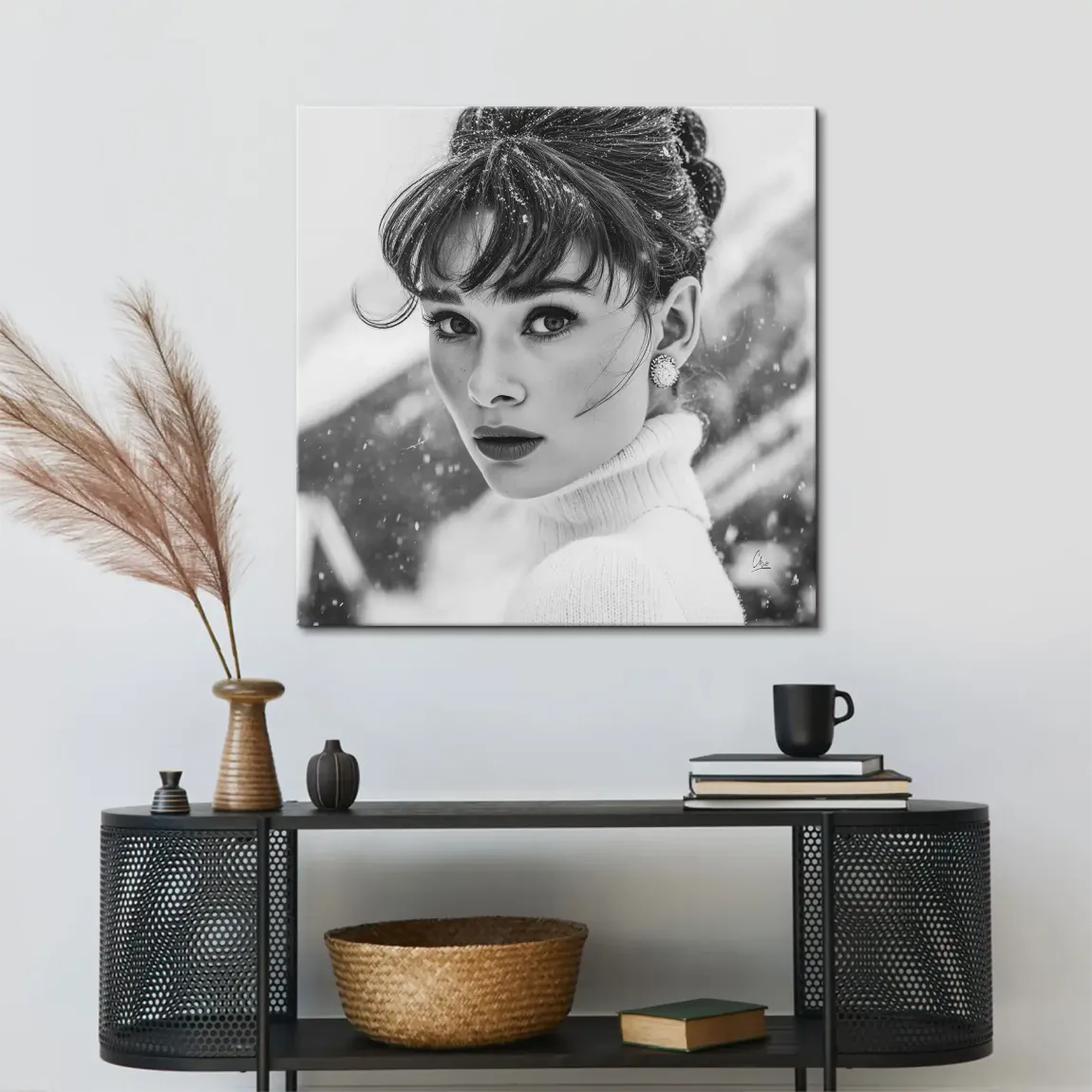 Audrey Hepburn Winter Portrait Leinwand Bild