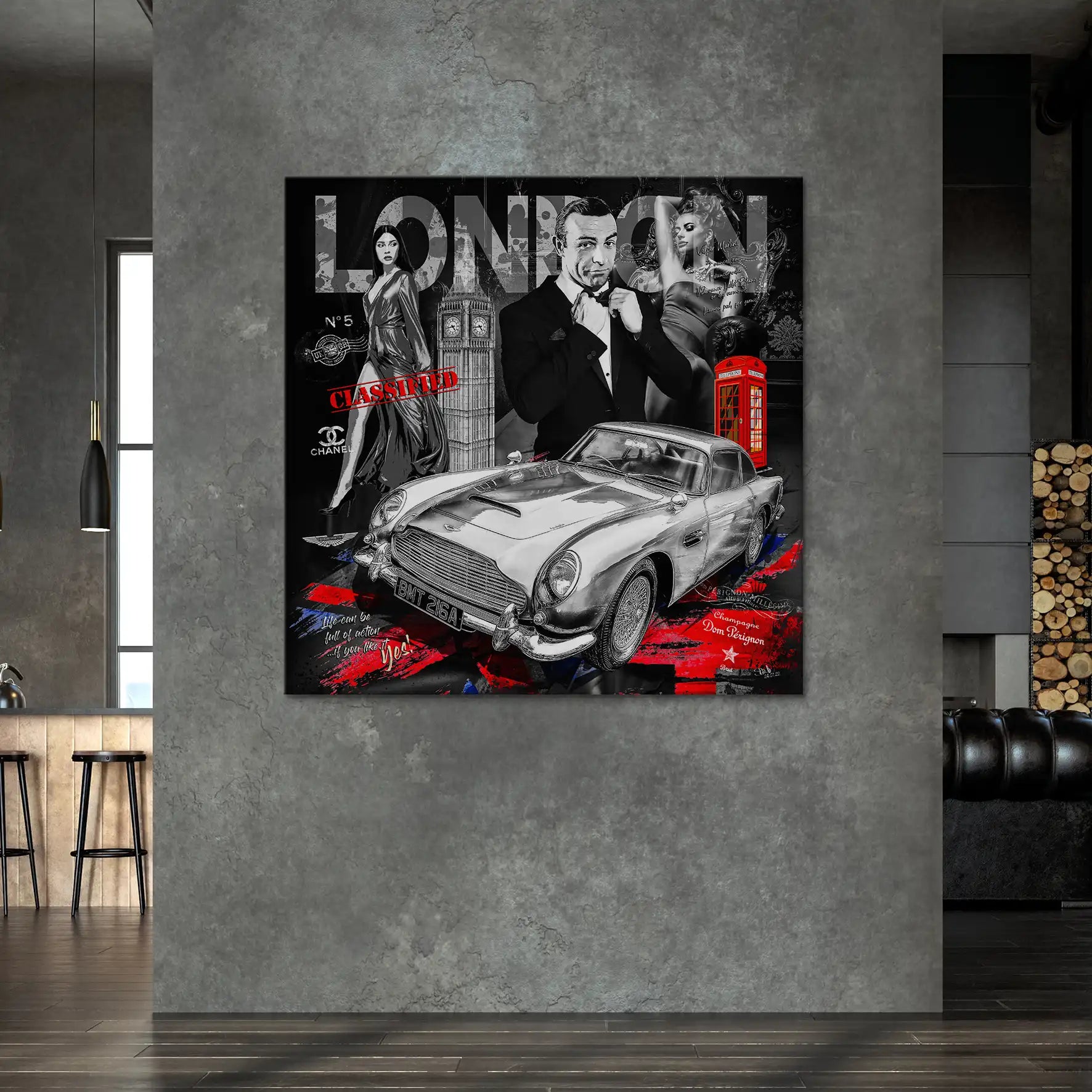 James Bond Retro Style Leinwand Bild INGALERIE