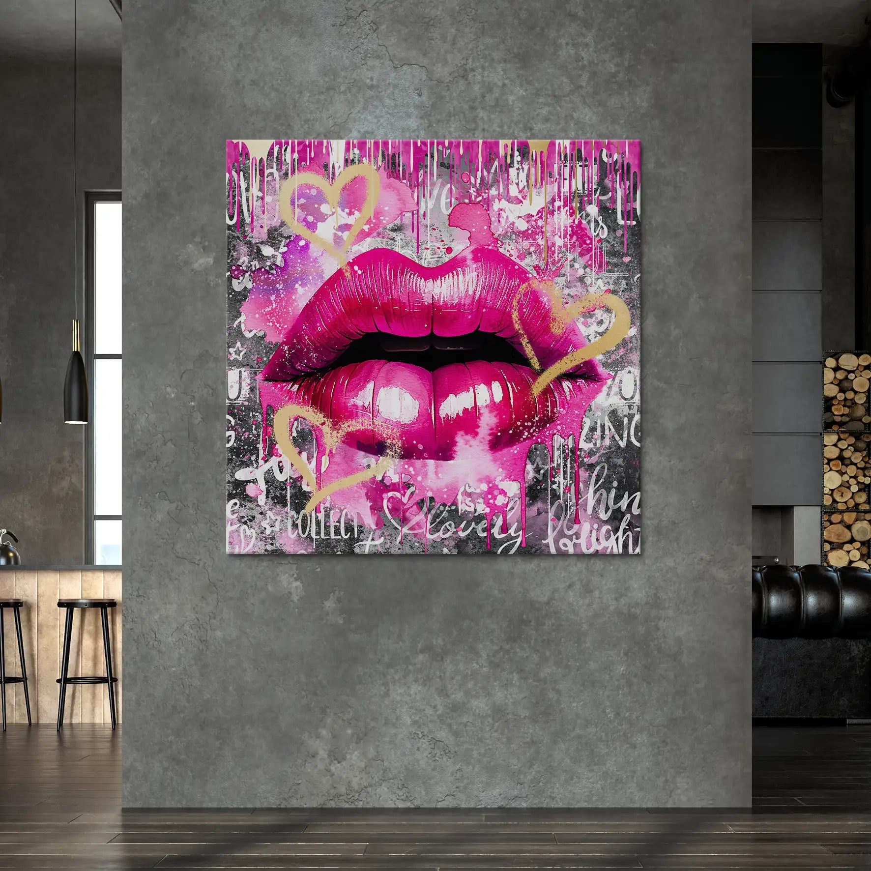 Sweet Lips Dark Style Leinwand Bild INGALERIE