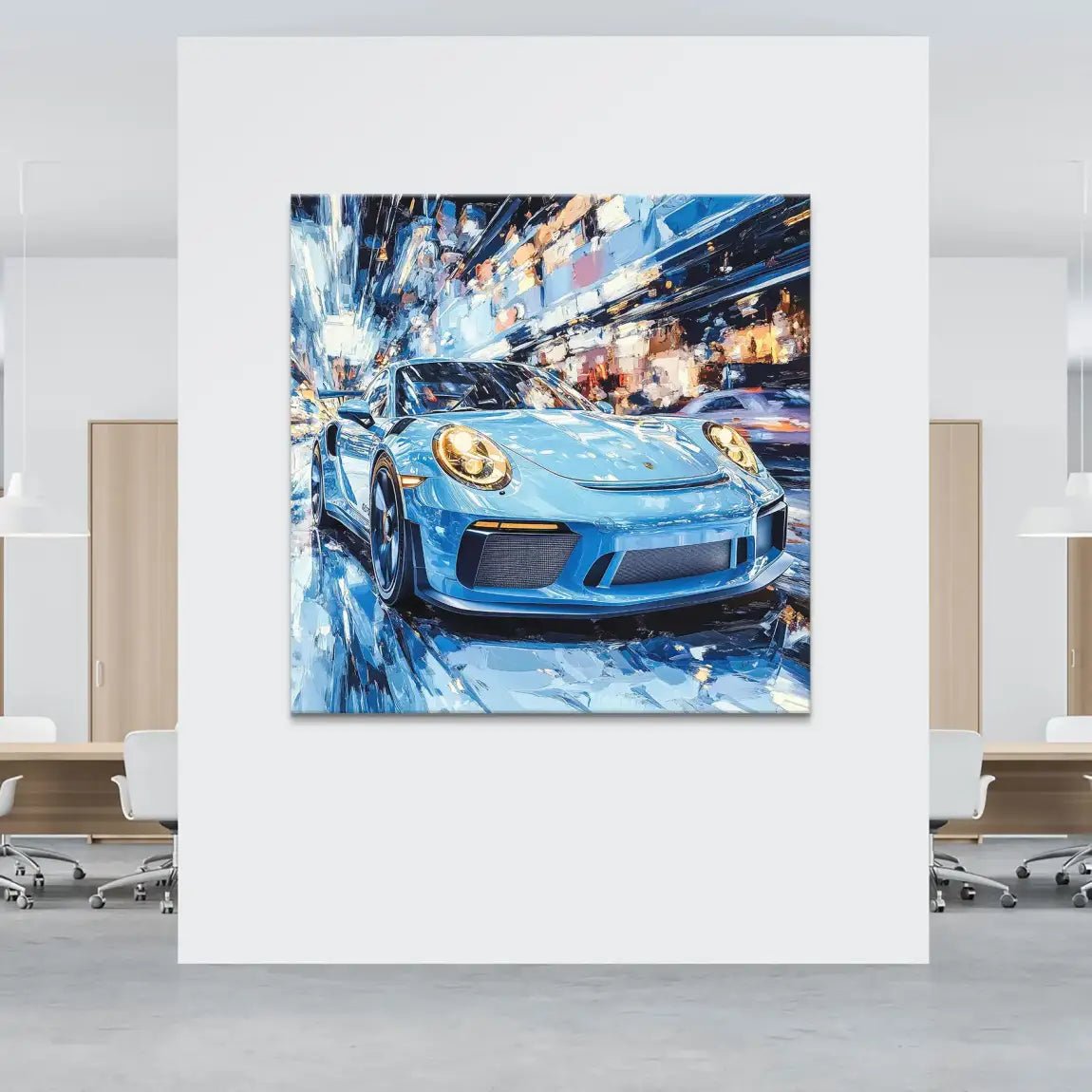 Porsche 911 Abstrakt Blue Leinwand Bild INGALERIE