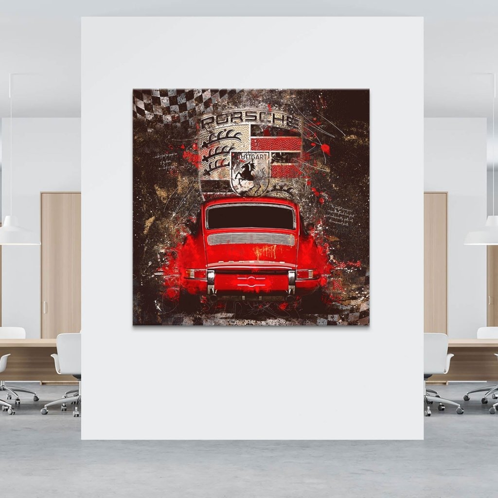 Porsche 911 Retro Abstrakt Leinwand Bild INGALERIE