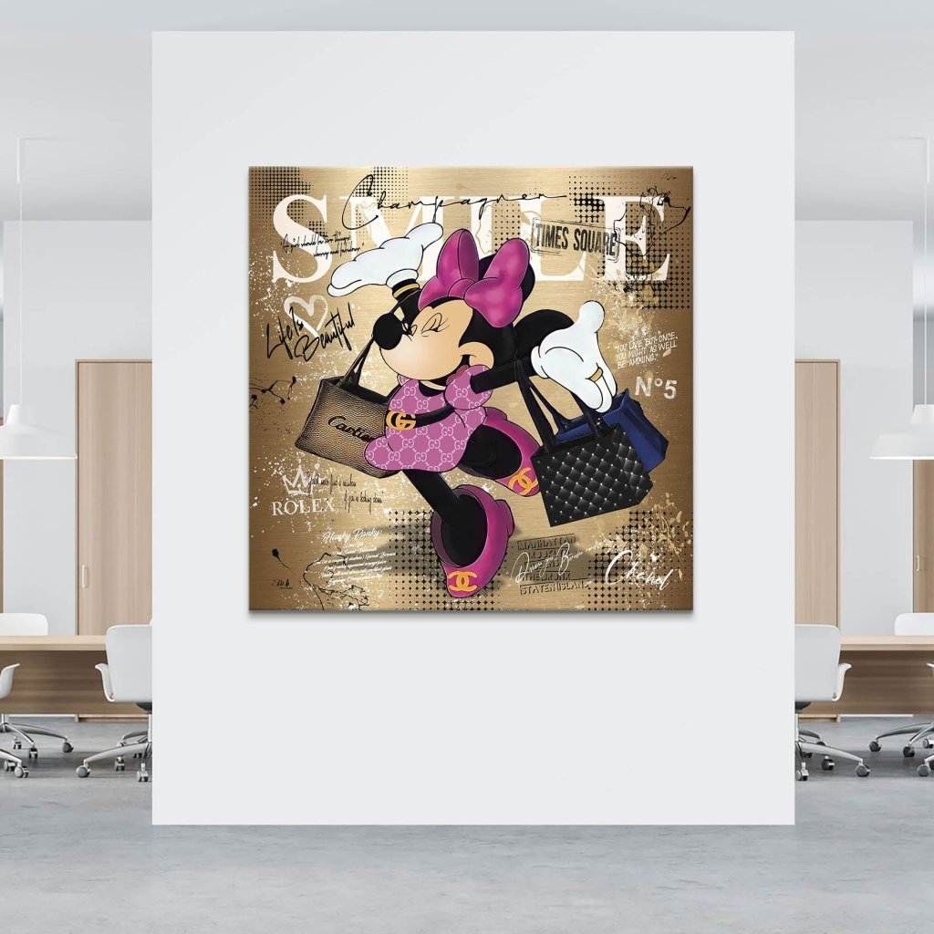 Minnie Smile Gold Pop Art Leinwand Bild INGALERIE