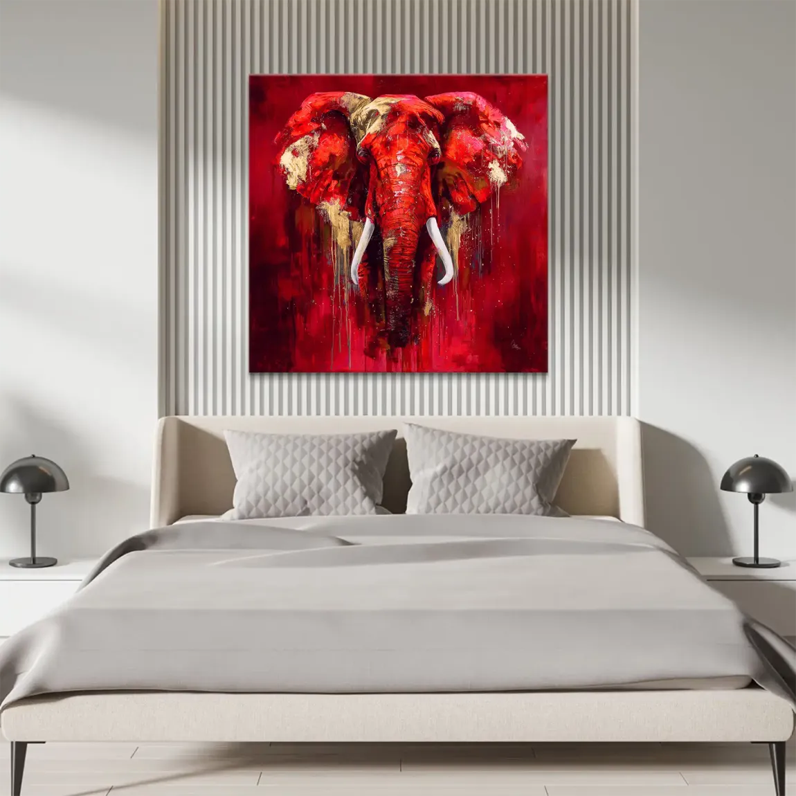 Roter Elefant Leinwand Bild