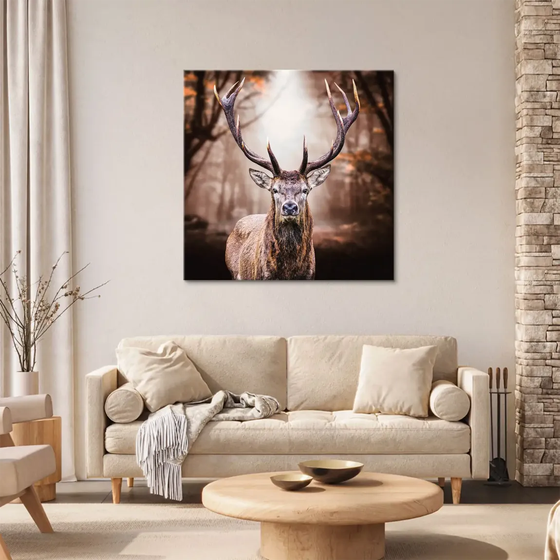 Hirsch Herbstkrone Leinwand Bild