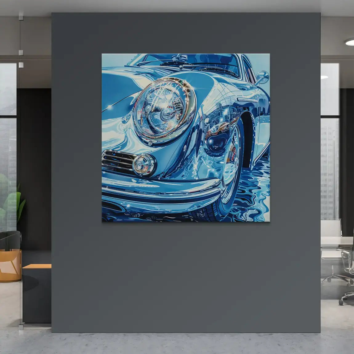 Porsche 356 Abstrakt Blue Nr.2 Leinwand Bild INGALERIE