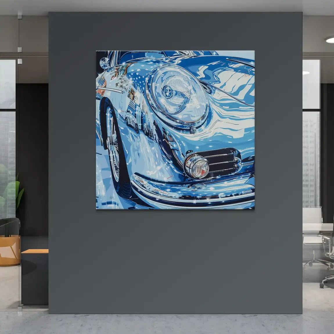 Porsche 356 Abstrakt Blue Leinwand Bild INGALERIE