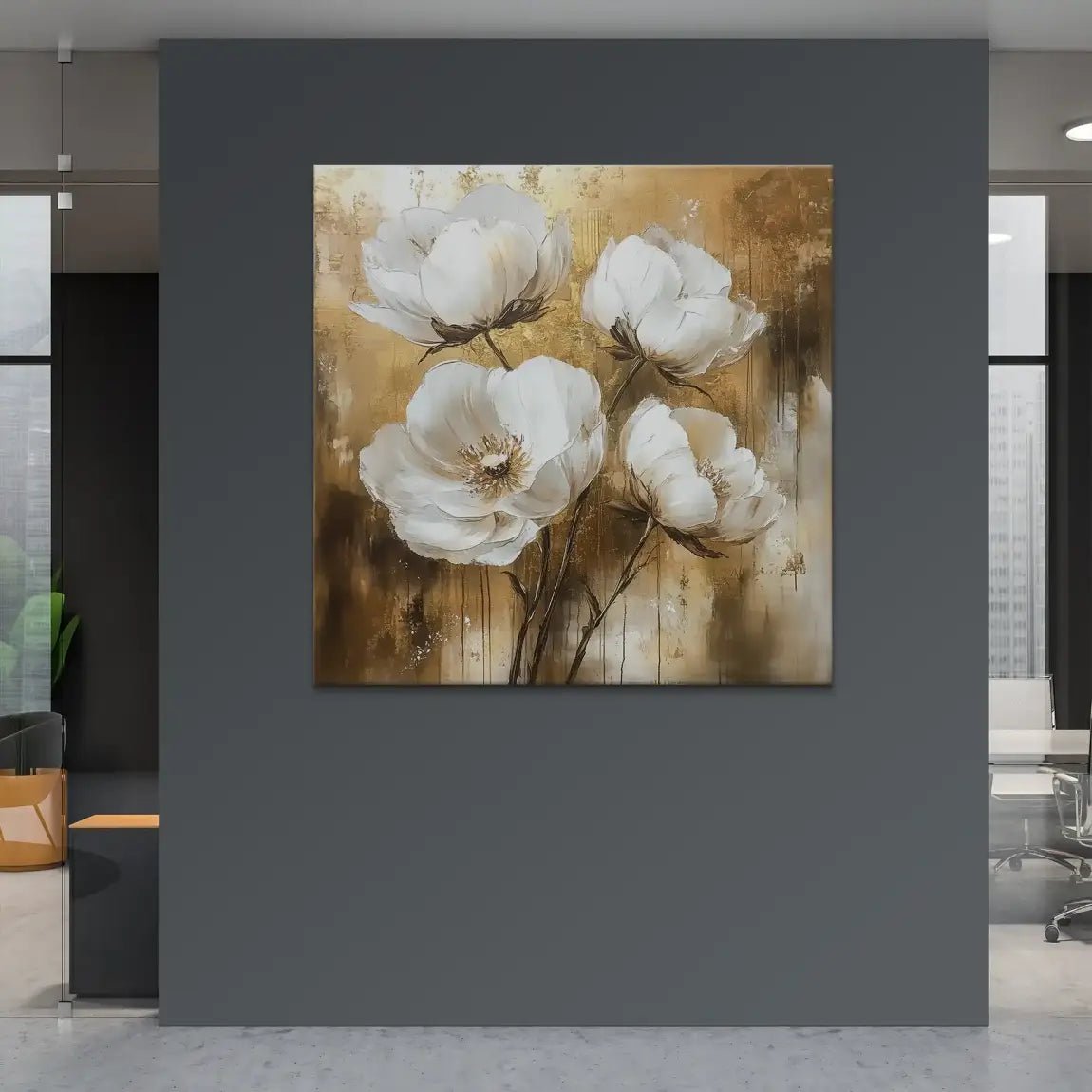 Flower Gold Style Leinwand Bild INGALERIE