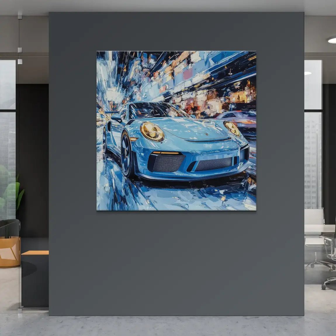 Porsche 911 Abstrakt Blue Leinwand Bild INGALERIE