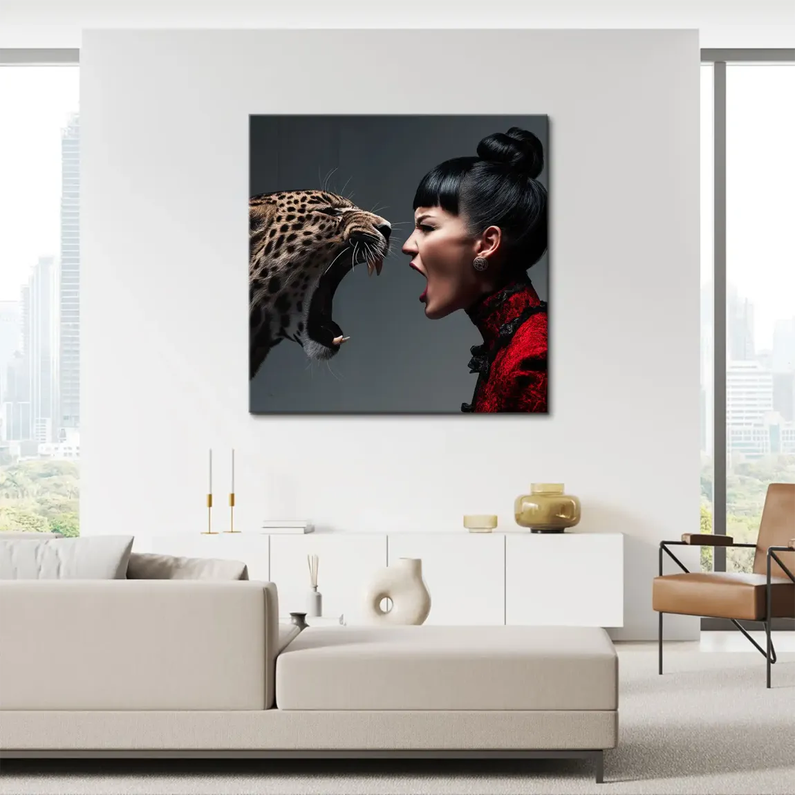 Leopardin Diva Leinwand Bild