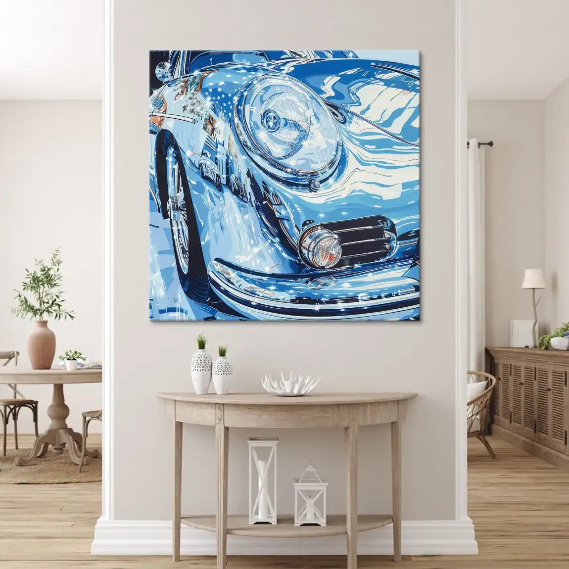 Porsche 356 Abstrakt Blue Leinwand Bild INGALERIE