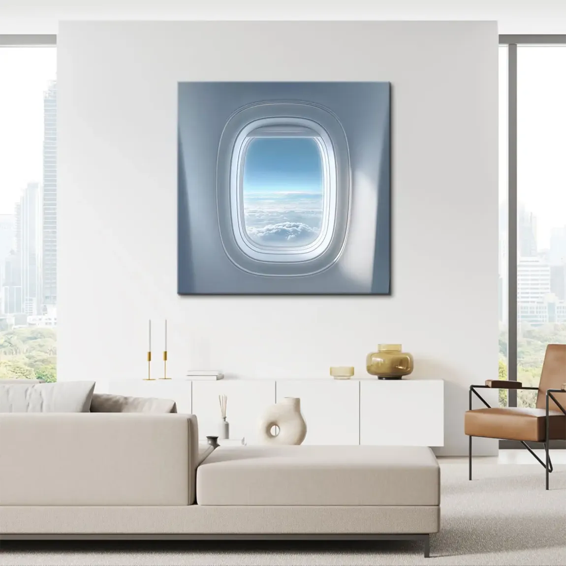 Flugzeugfenster Horizont Leinwand Bild