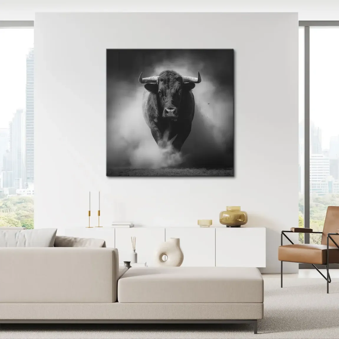 Stier Noir Leinwand Bild