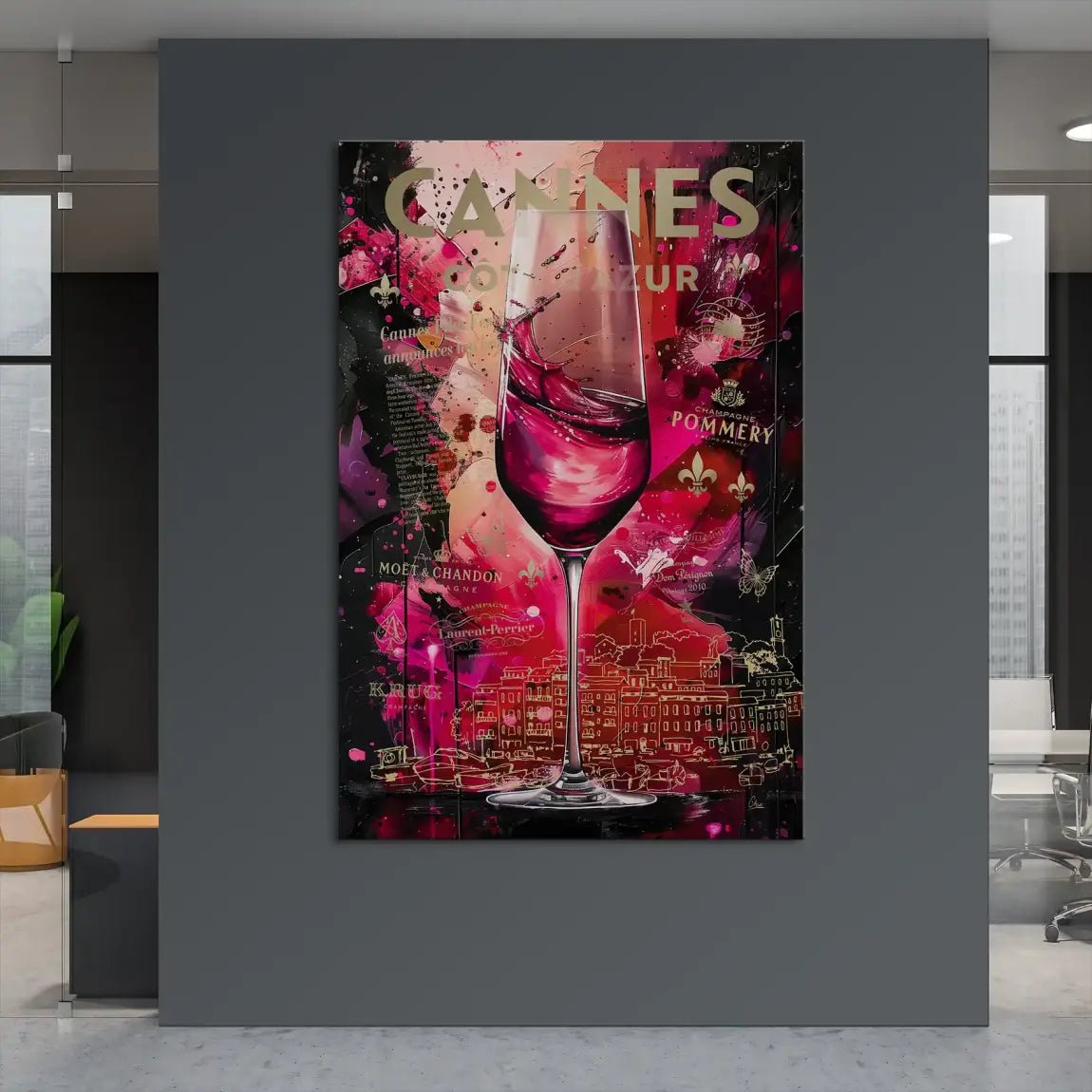 Cannes Champagner Pop Art Leinwand Bild INGALERIE