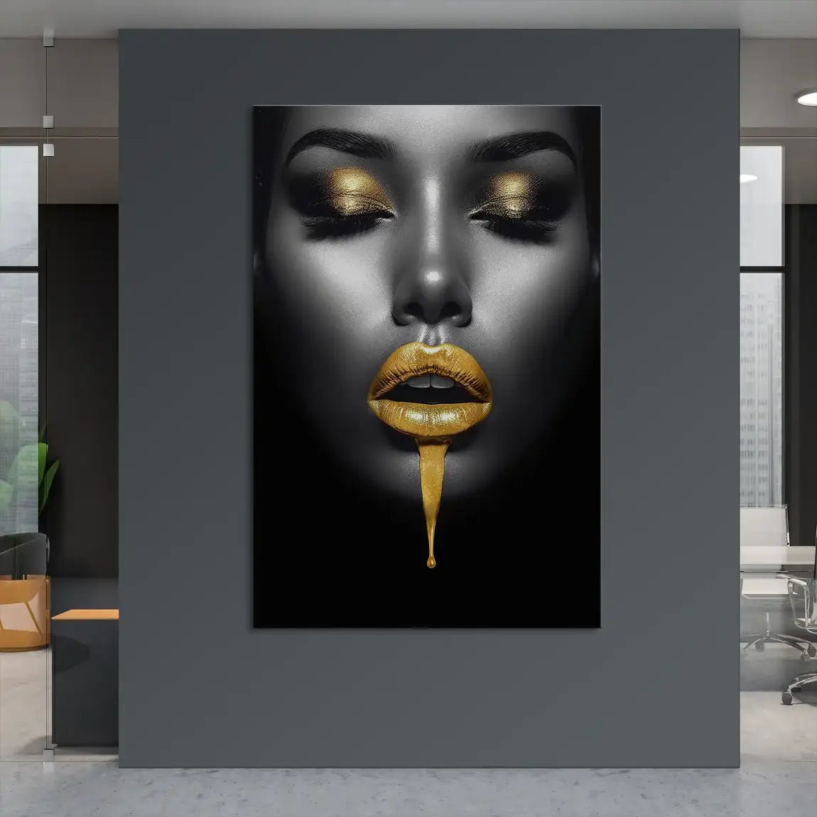 Gold Lips Beauty Leinwand Bild INGALERIE