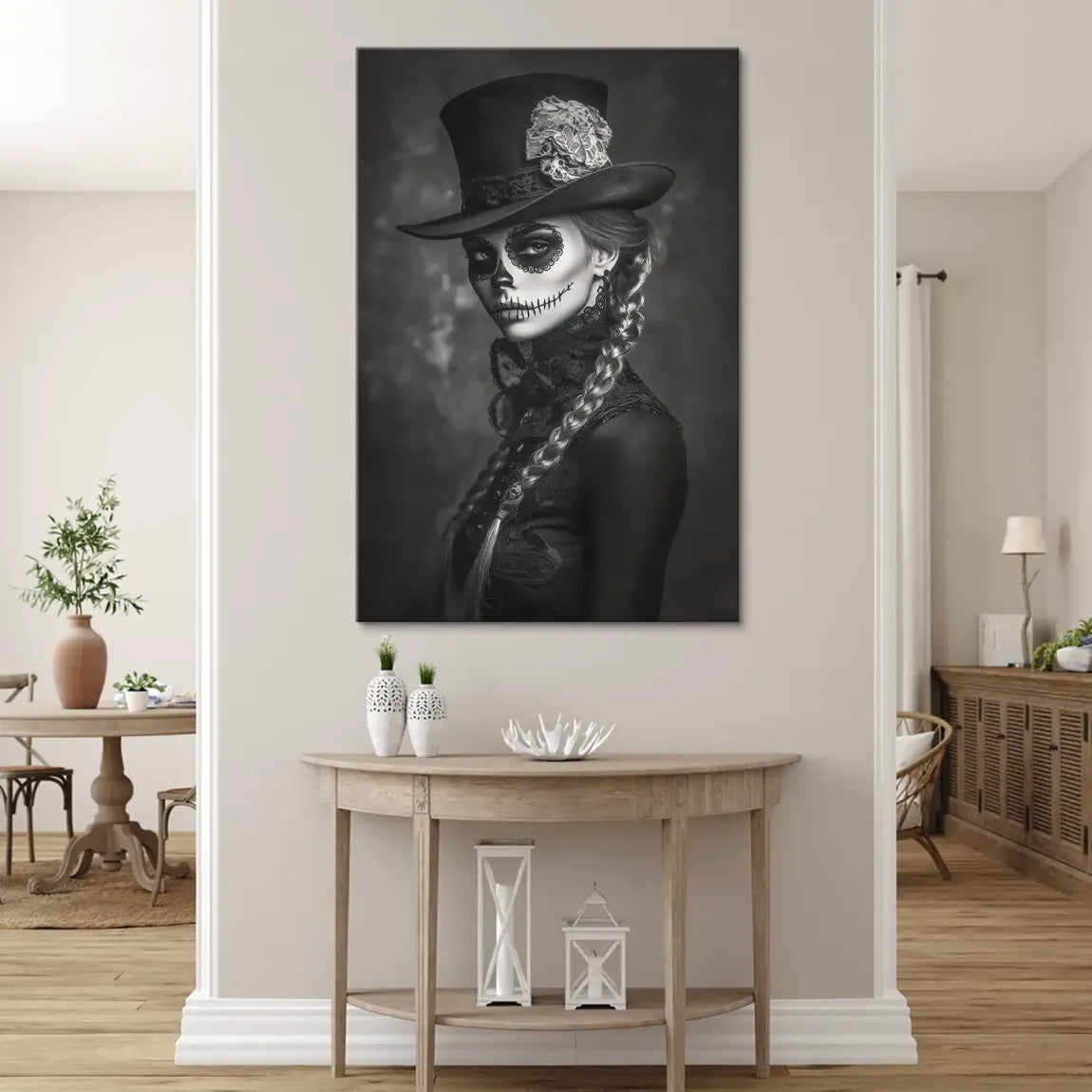 La Catrina Noir – Stil trifft Schattenkunst Leinwand Bild INGALERIE