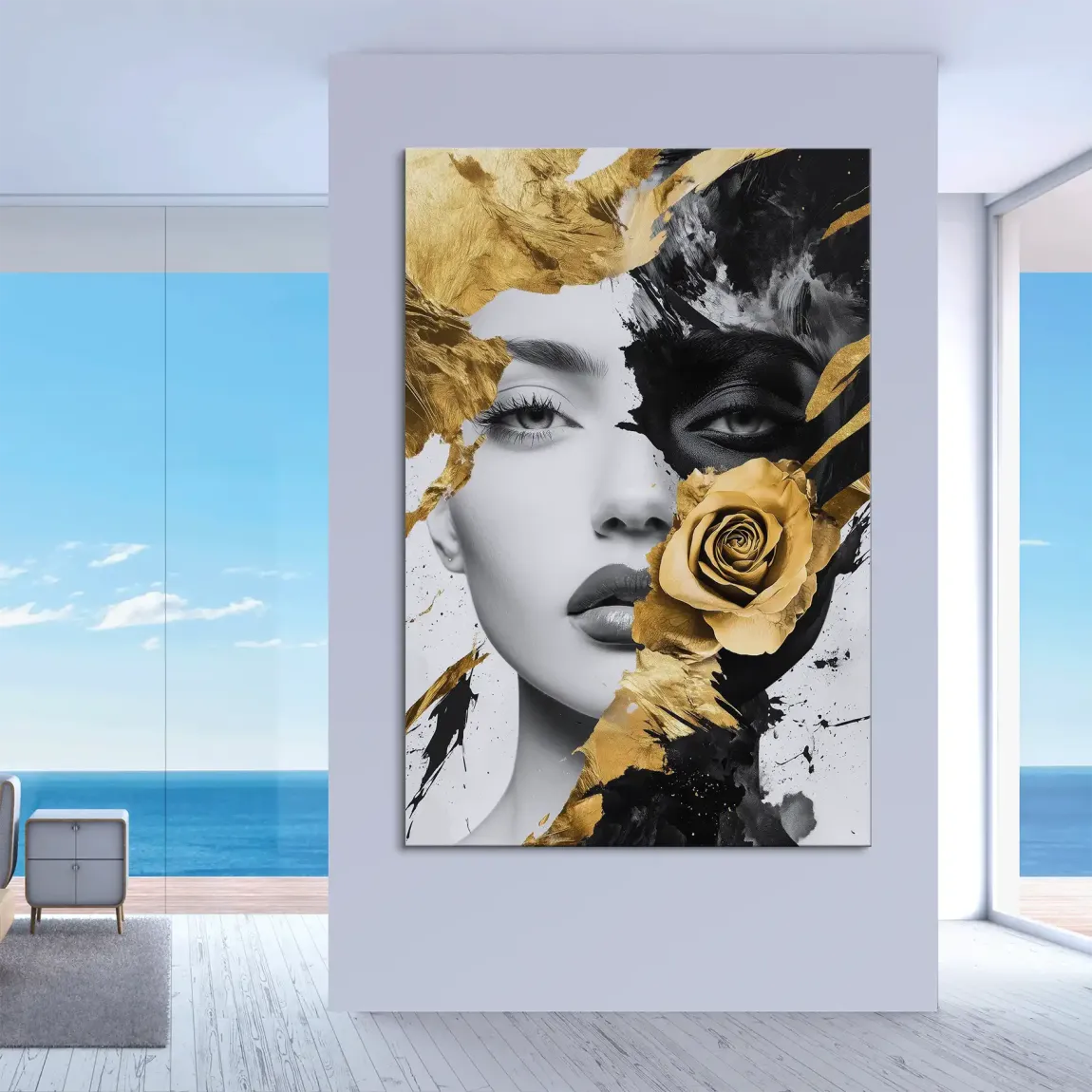 Goldene Dualität mit schwarzer Eleganz Leinwand Bild INGALERIE