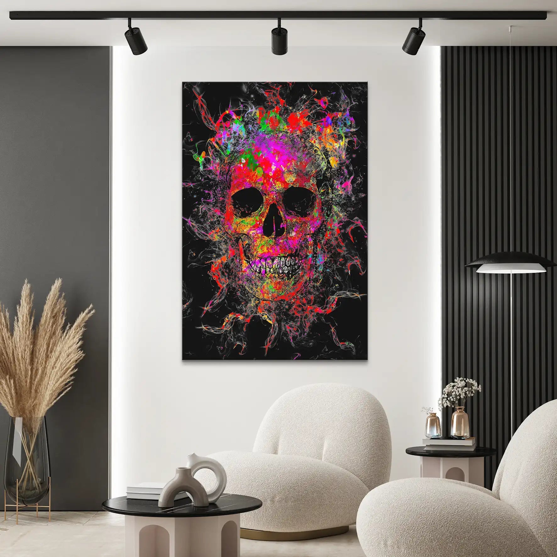 Totenkopf Abstrakt Color Leinwand Bild INGALERIE