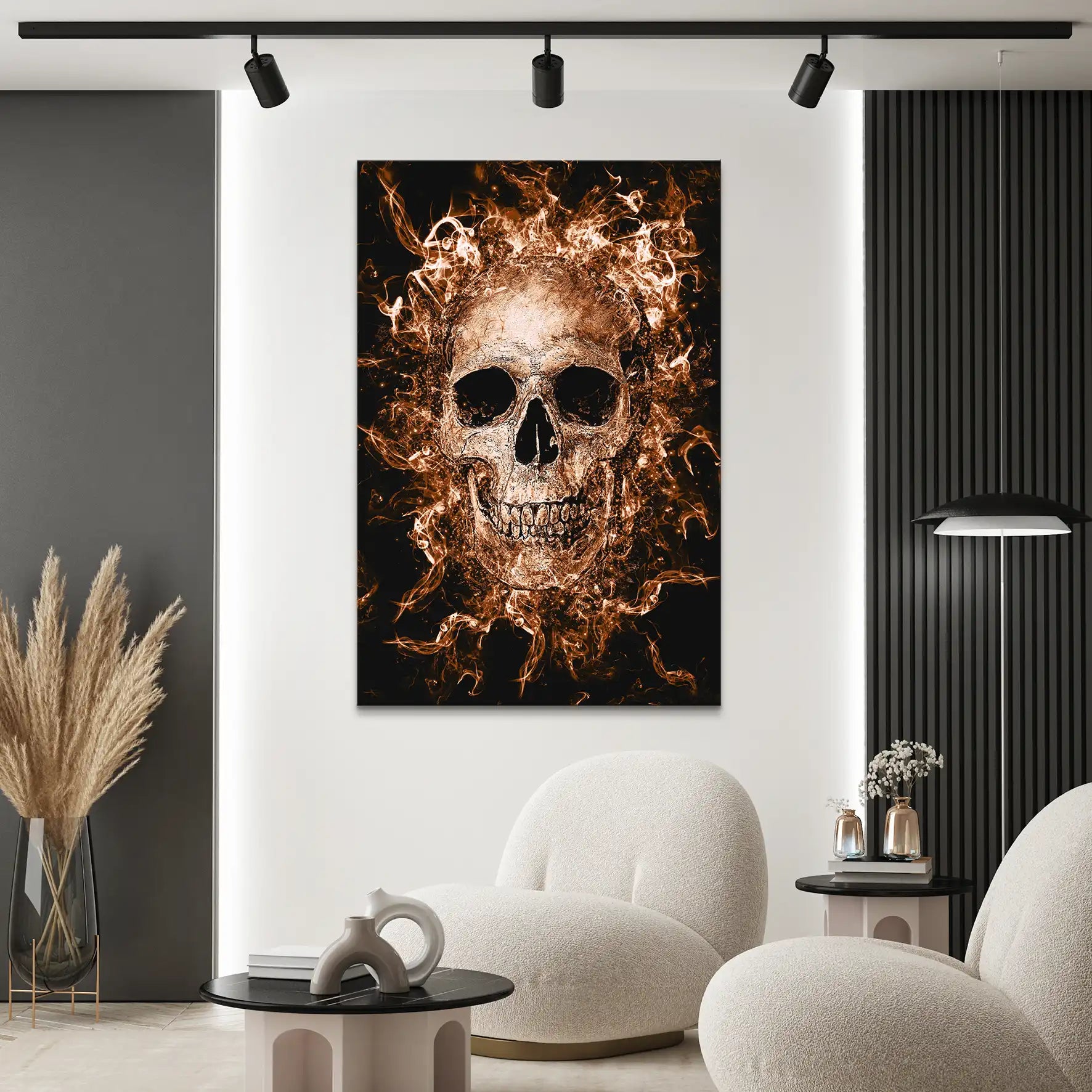 Totenkopf Abstrakt Retro Leinwand Bild INGALERIE