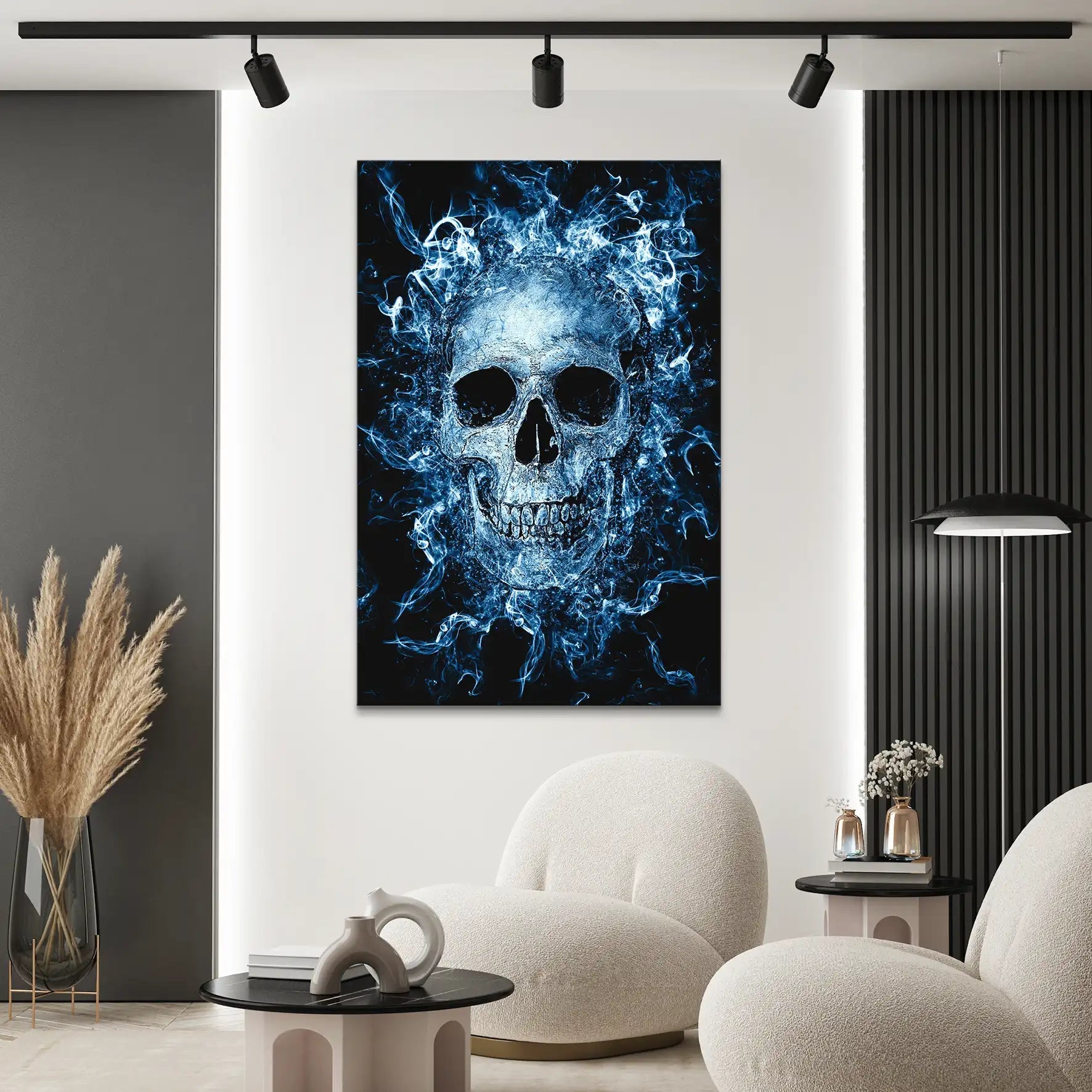 Totenkopf Abstrakt Blau Leinwand Bild INGALERIE