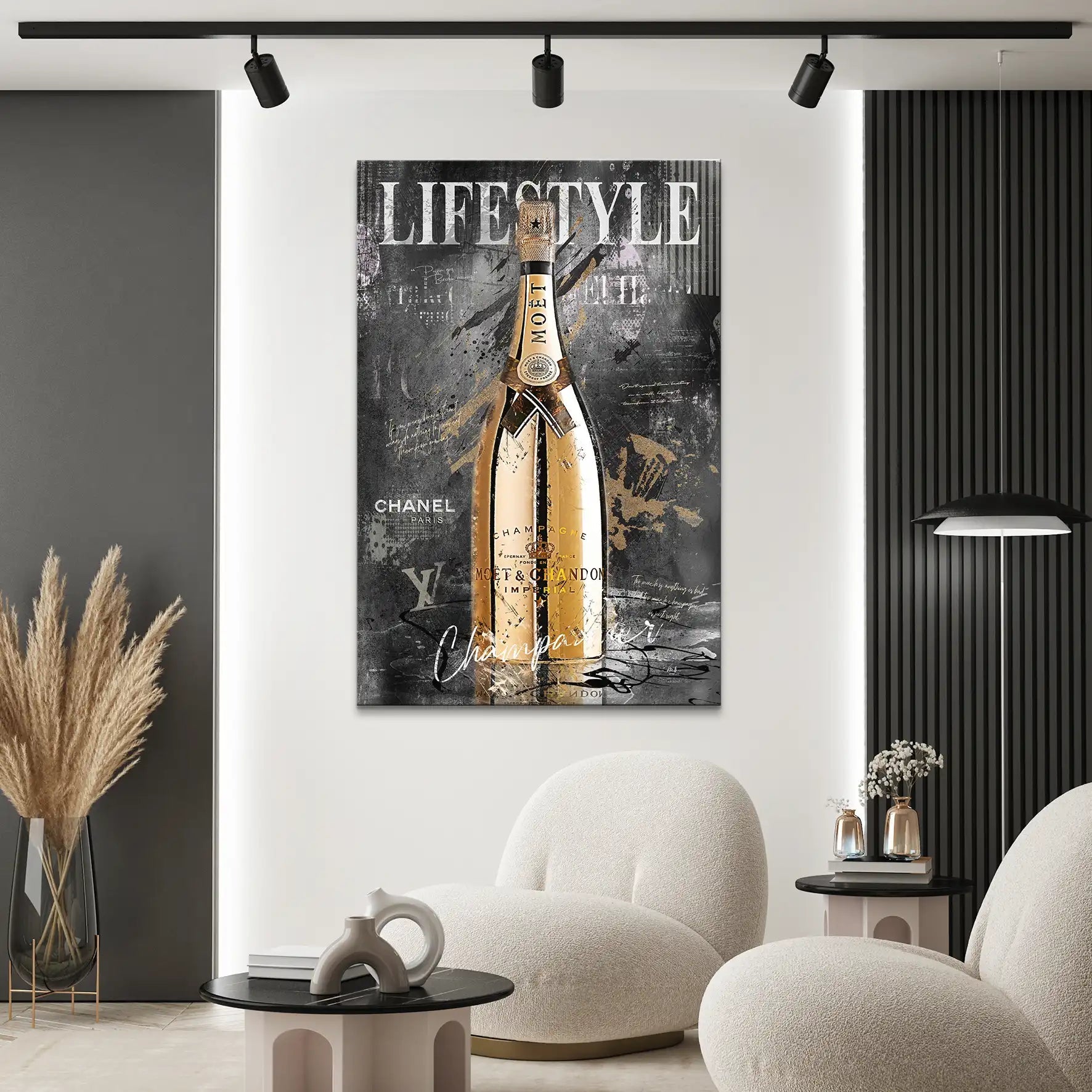 Champagner Dark Style Leinwand Bild INGALERIE