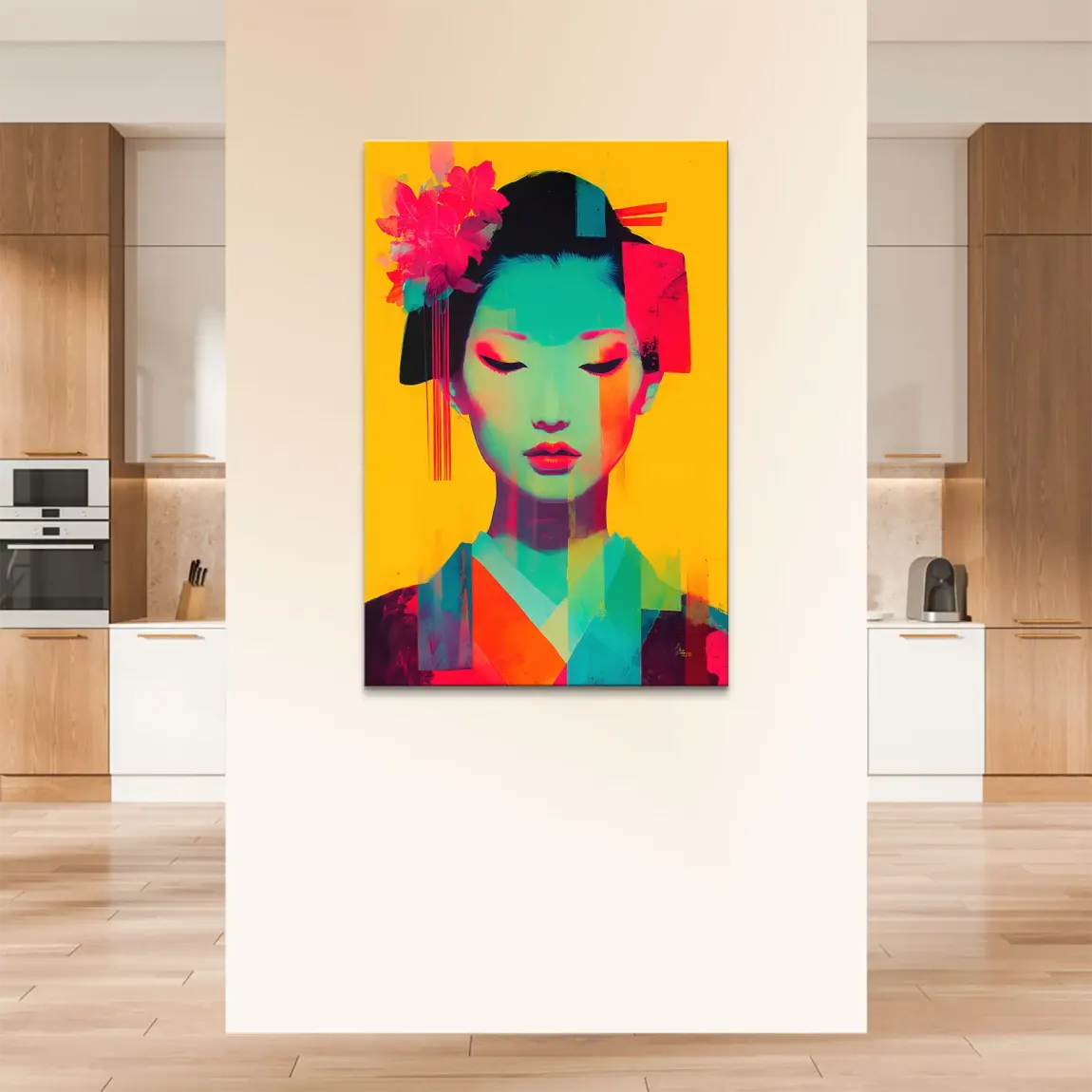 Geisha Neon Pop Leinwand Bild