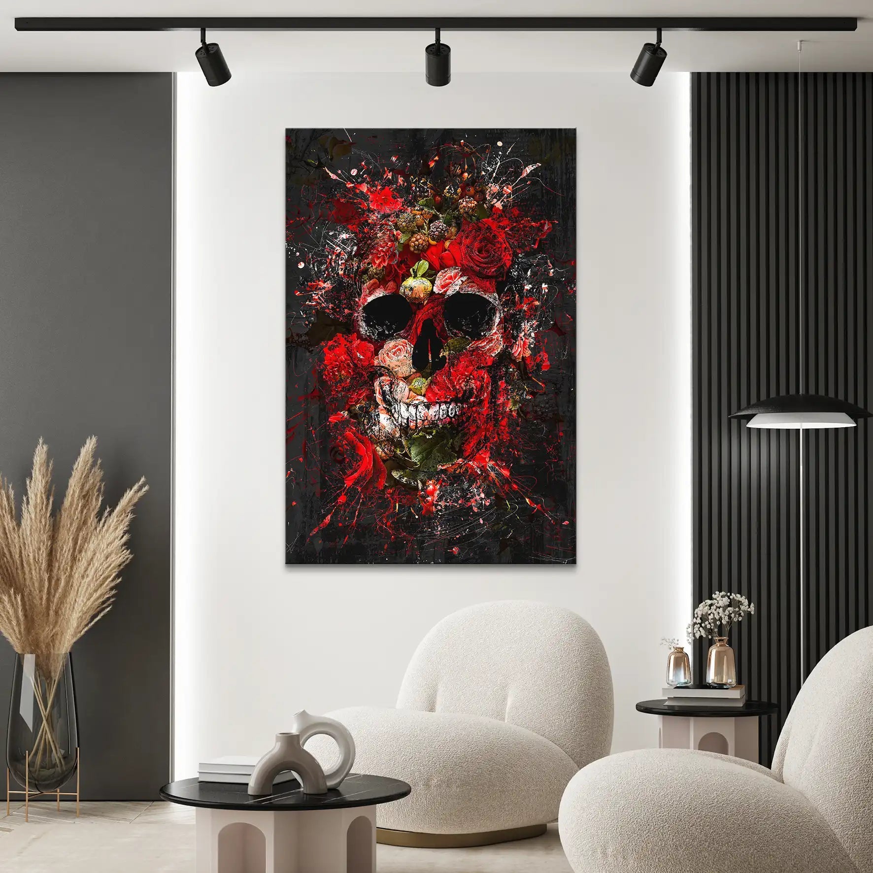 Totenkopf Abstrakt Rose Leinwand Bild INGALERIE