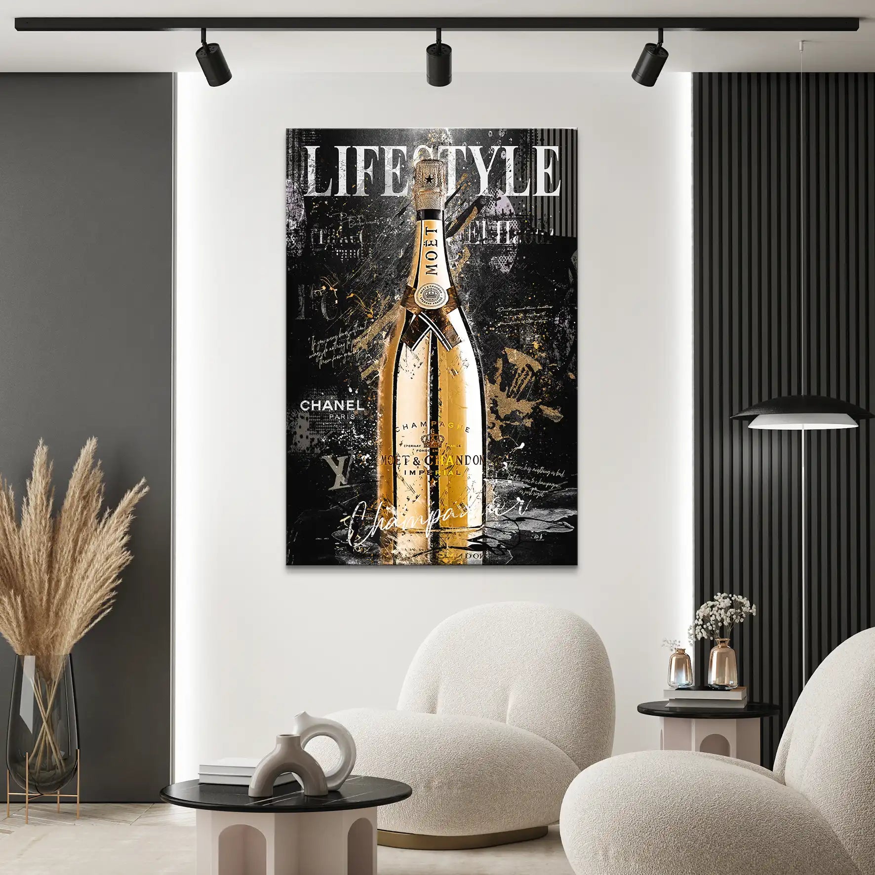 Champagner Black Style Leinwand Bild INGALERIE