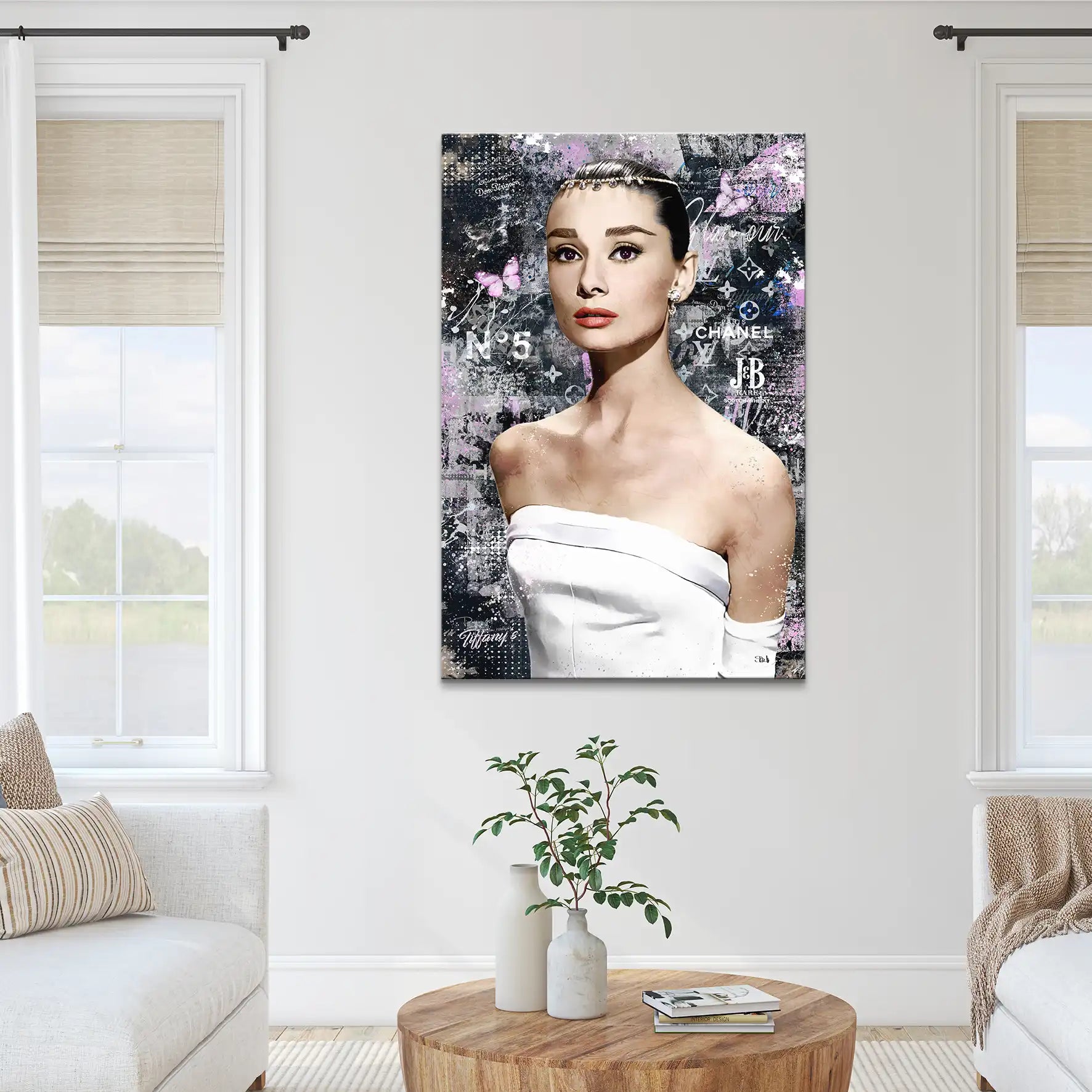 Audrey Hepburn Black Pop Art Leinwand Bild INGALERIE