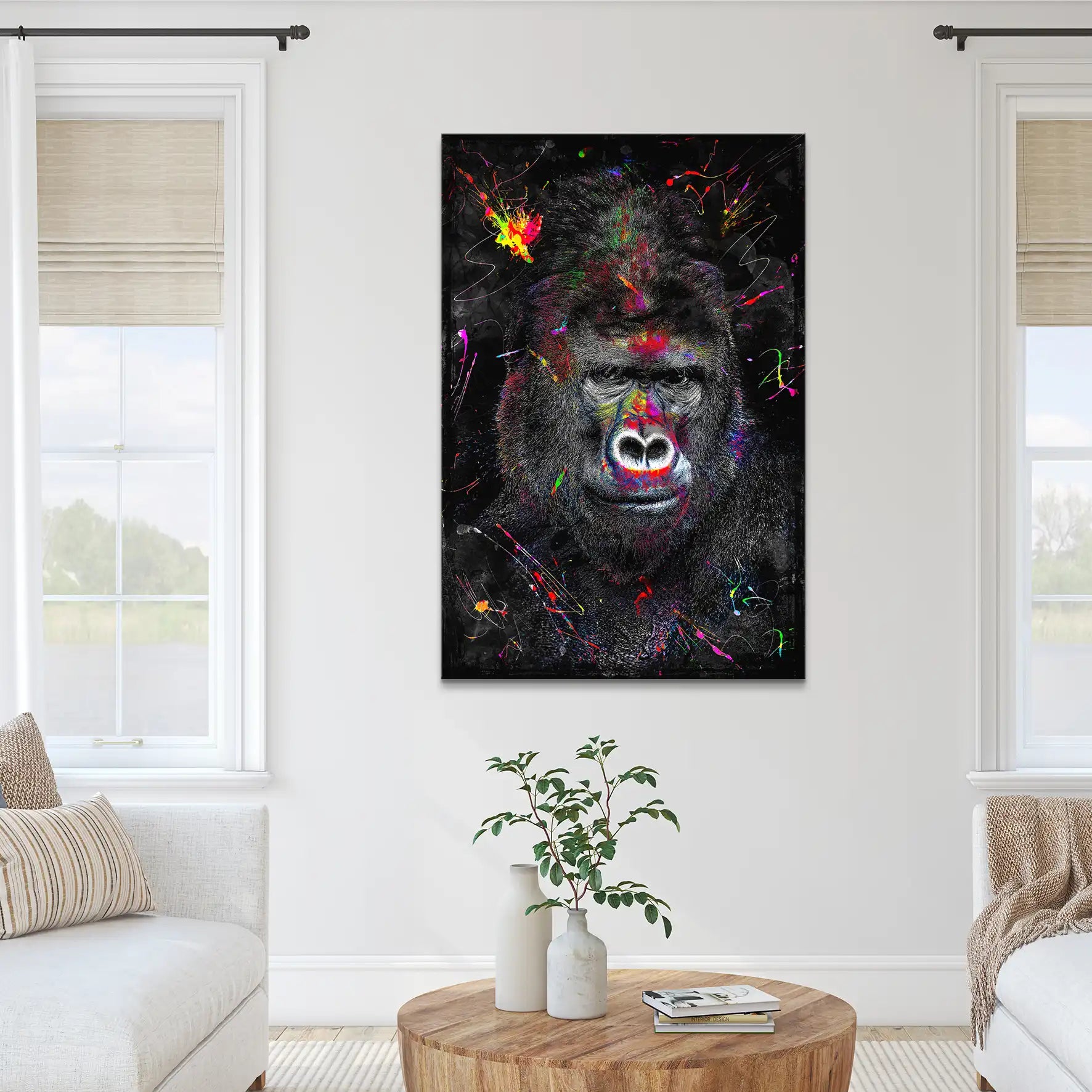 Gorilla Abstrakt Color Style Leinwand Bild INGALERIE