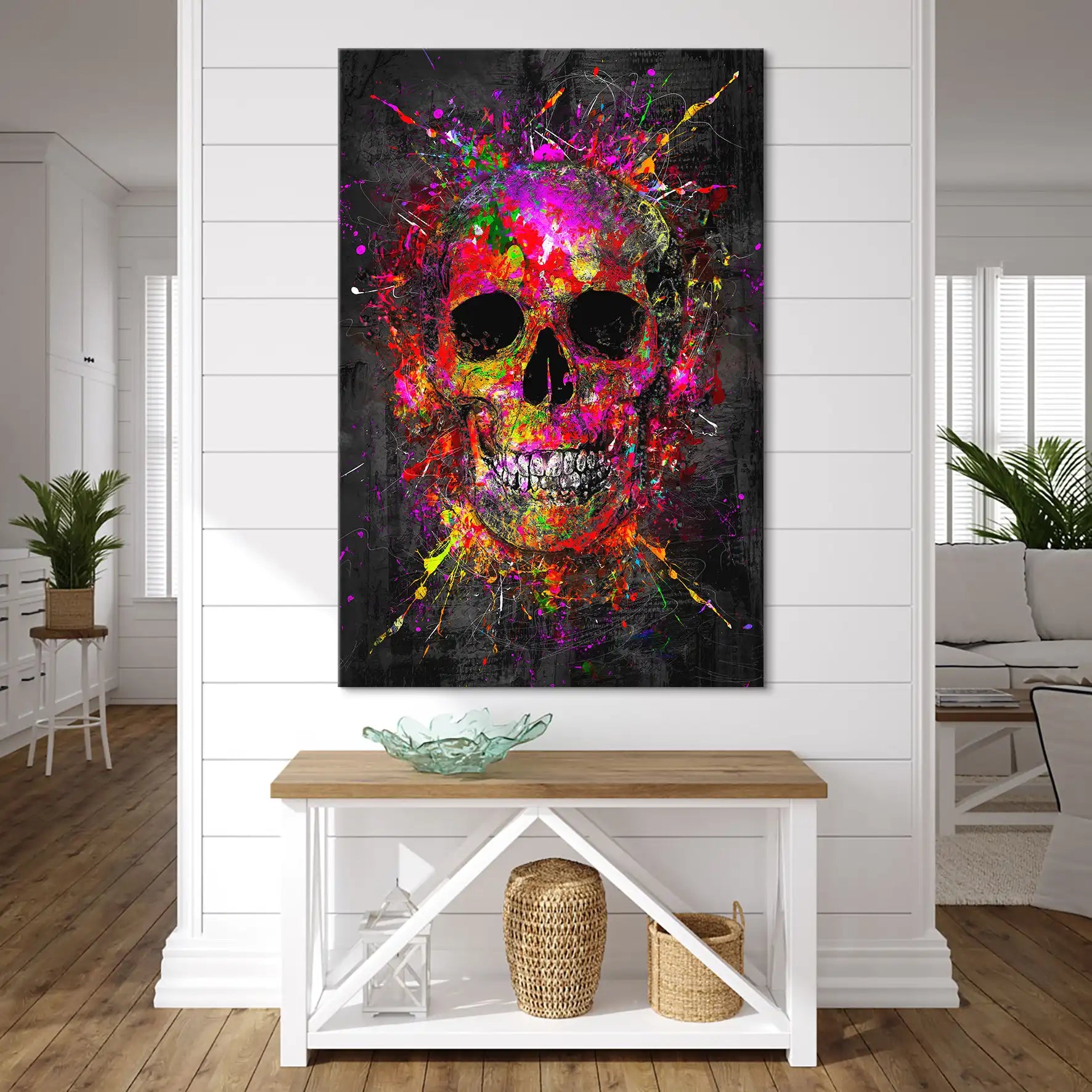 Totenkopf Abstrakt Color Art Leinwand Bild INGALERIE