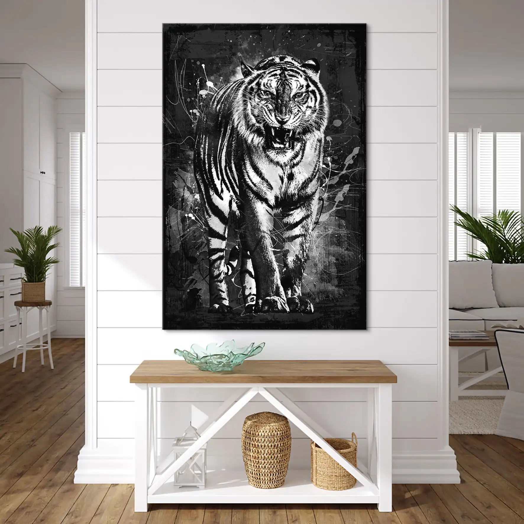 Tiger Abstrakt Black Leinwand Bild INGALERIE