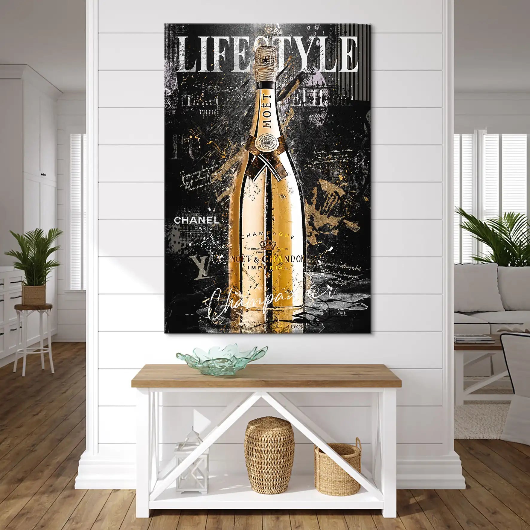 Champagner Black Style Leinwand Bild INGALERIE