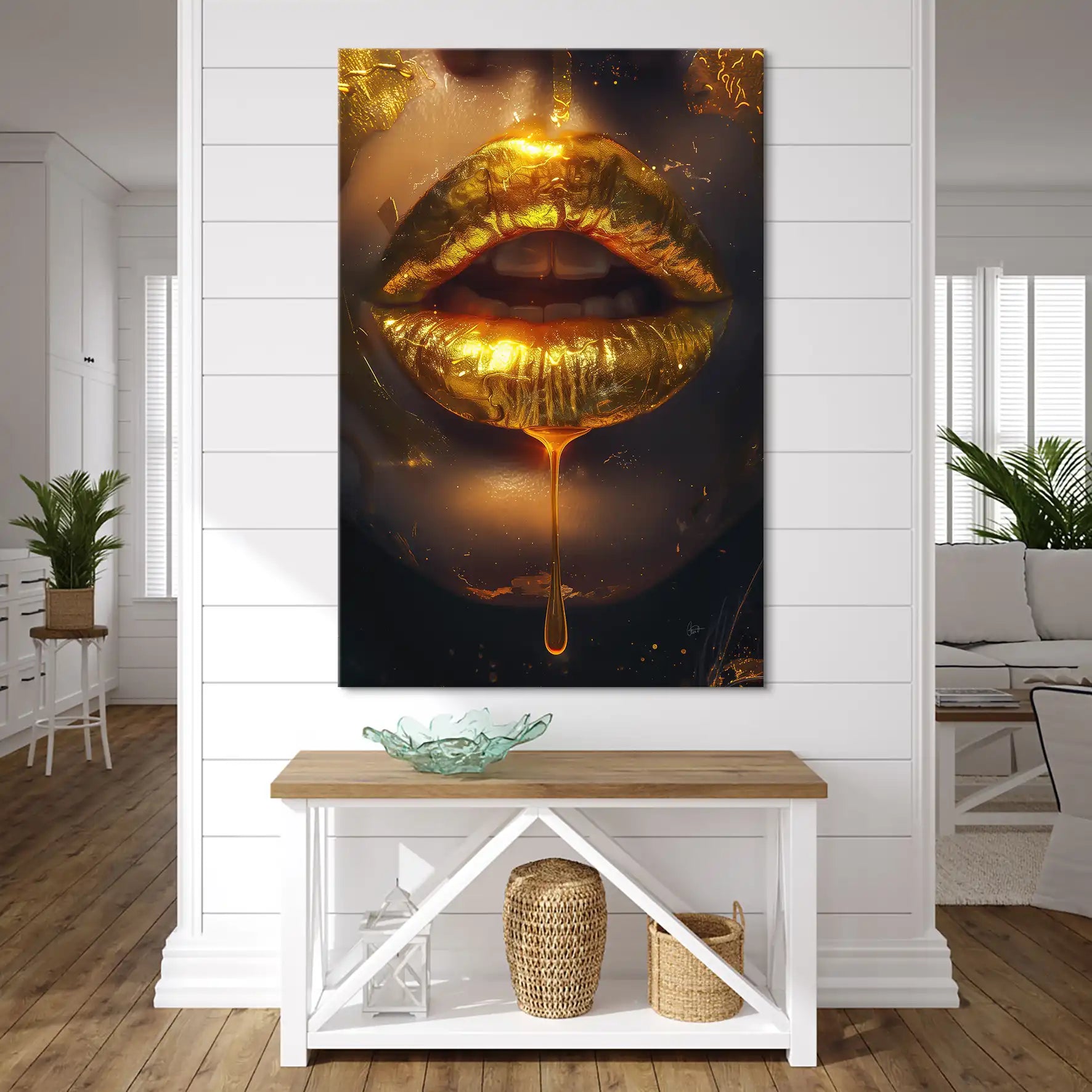 Sweet Gold Lips Leinwand Bild INGALERIE