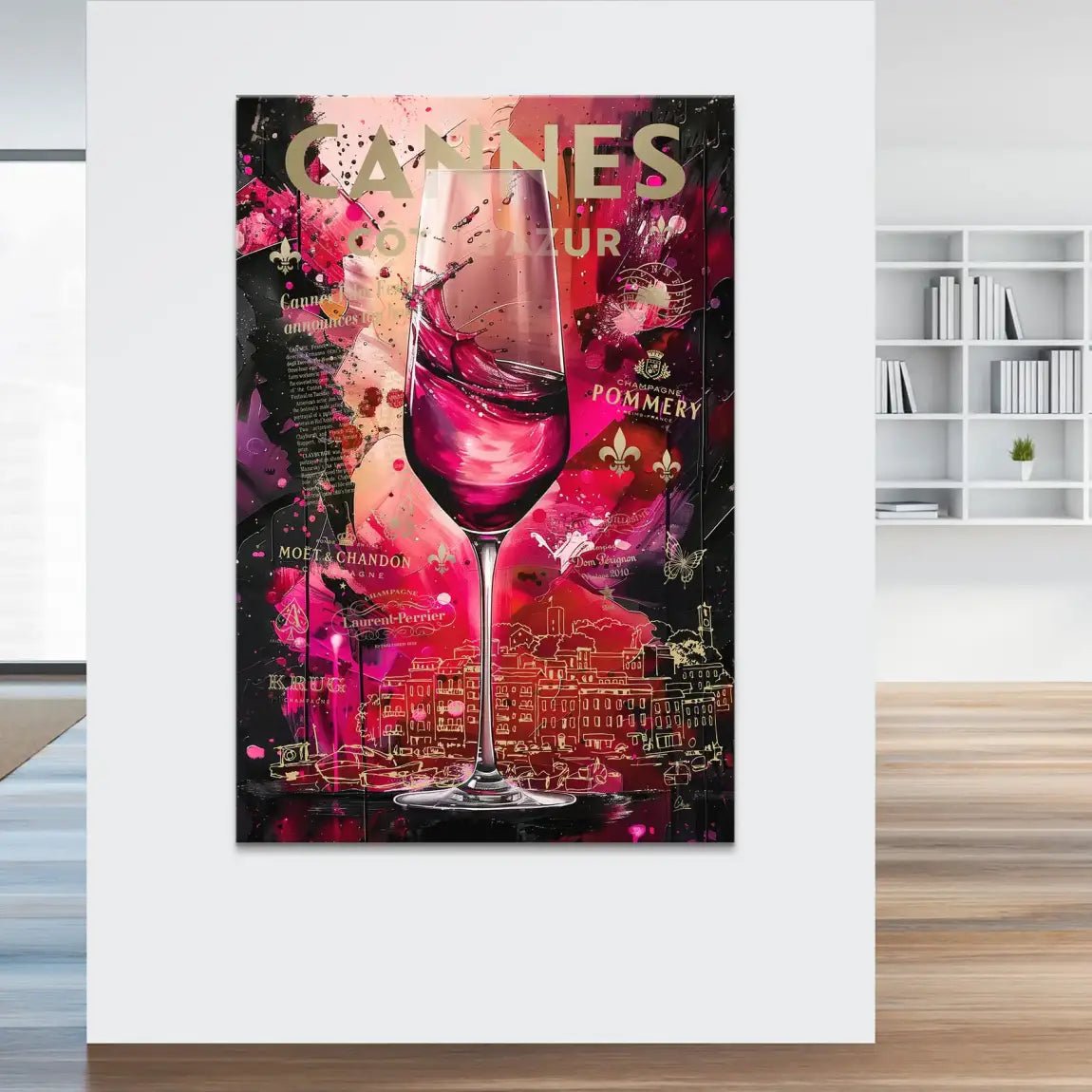 Cannes Champagner Pop Art Leinwand Bild INGALERIE