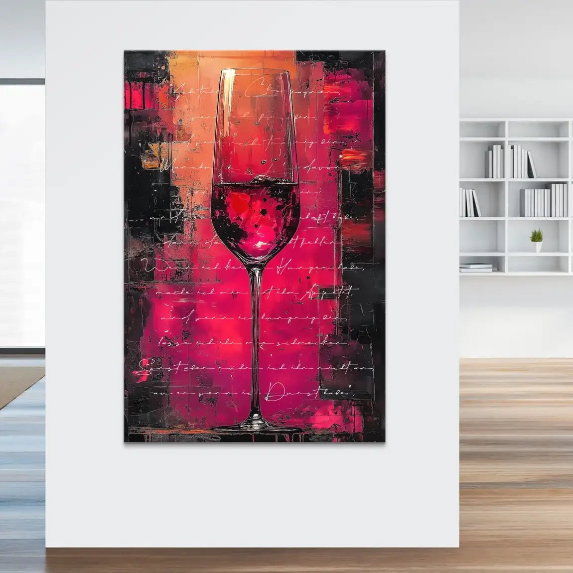 Champagner Glas Zitat Leinwand Bild INGALERIE