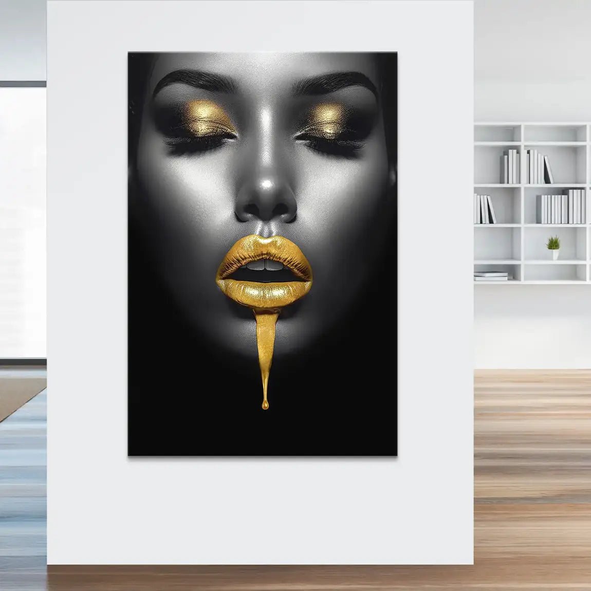 Gold Lips Beauty Leinwand Bild INGALERIE