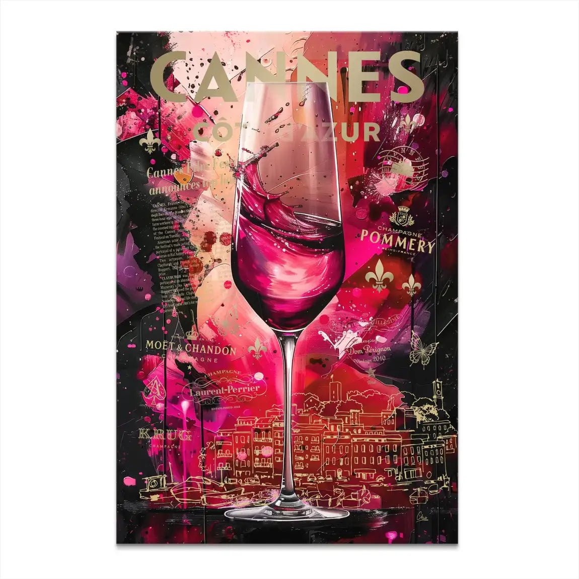 Cannes Champagner Pop Art Leinwand Bild INGALERIE