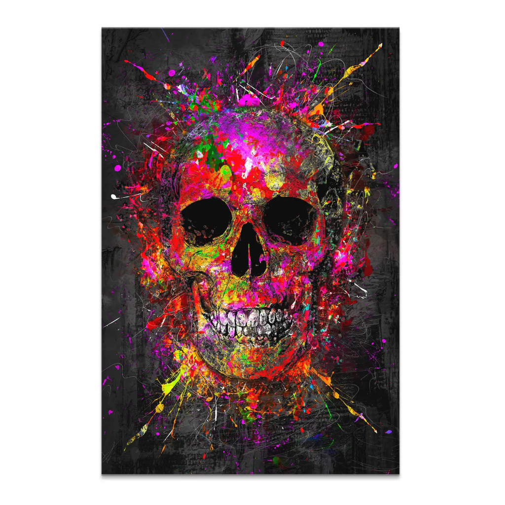 Totenkopf Abstrakt Color Art Leinwand Bild INGALERIE